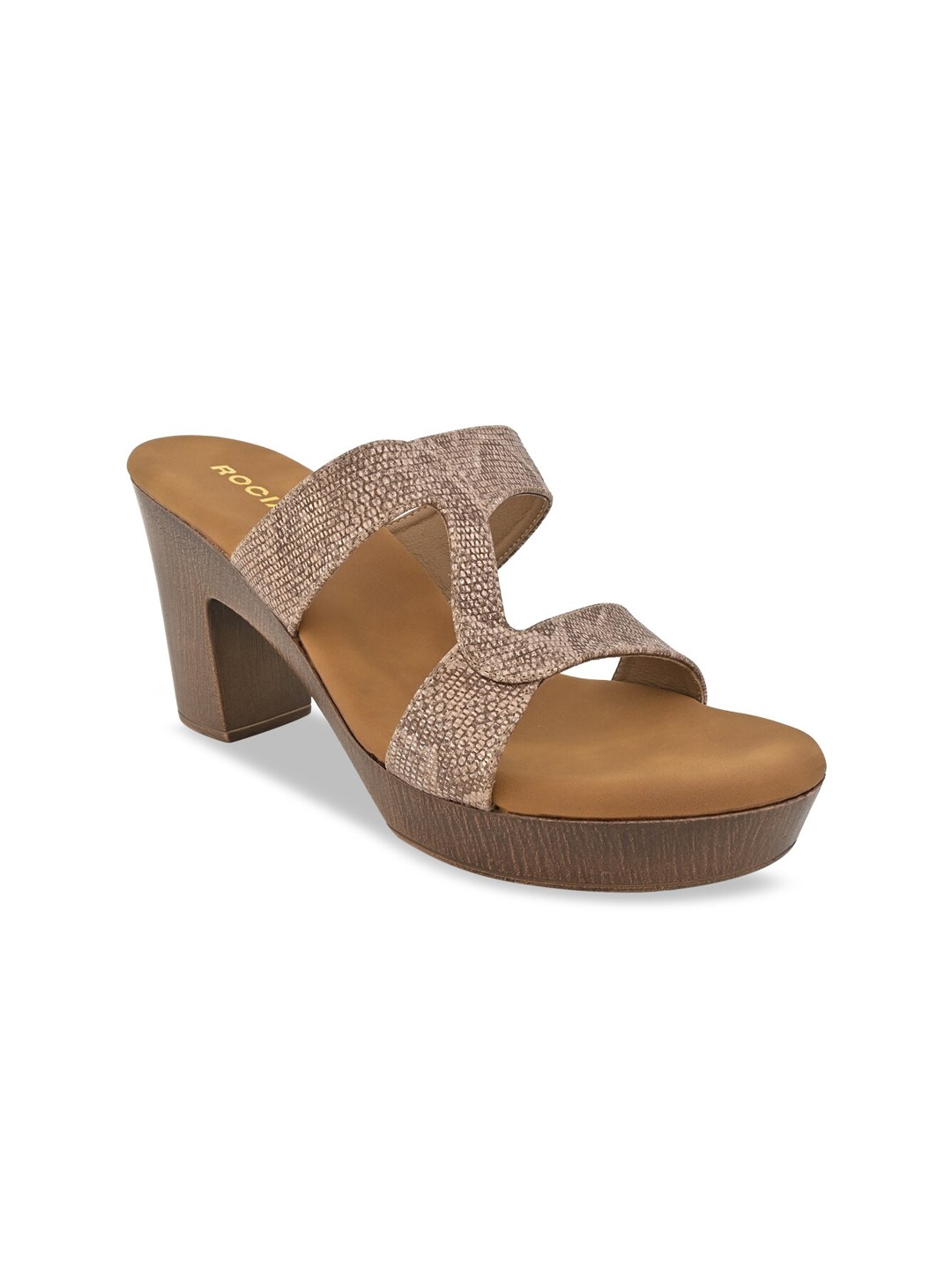 

Rocia Textured Open Toe Block Heels, Metallic