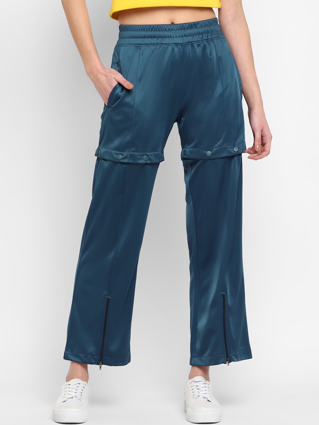 

OFF LIMITS Women Mid-Rise Length Track Pants, Teal