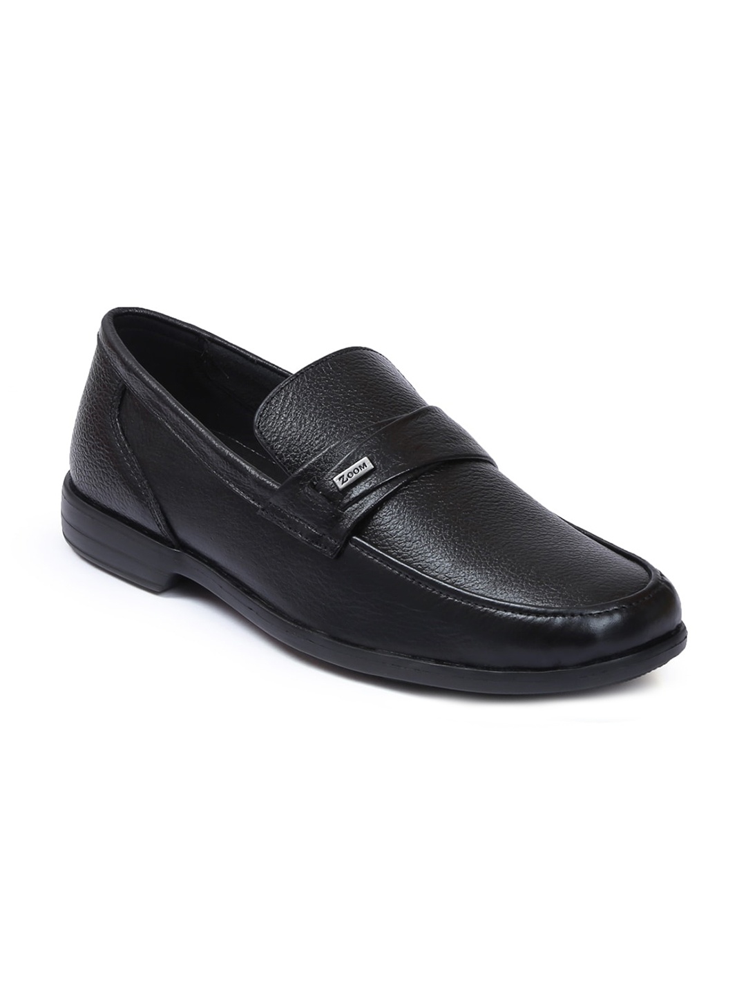 

Zoom Shoes Men Textured Leather Formal Loafers, Black