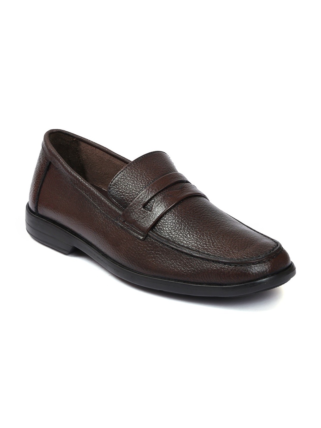 

Zoom Shoes Men Textured Leather Formal Loafers, Brown