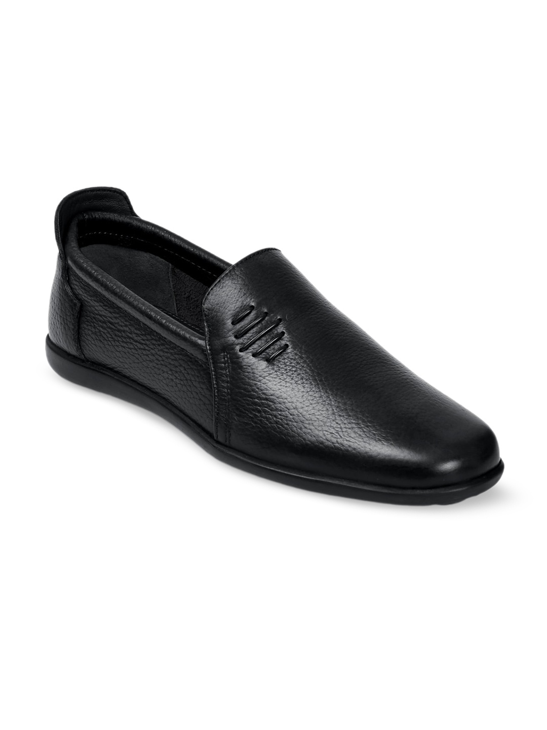 

Zoom Shoes Men Round Toe Leather Lightweight Formal Loafers, Black