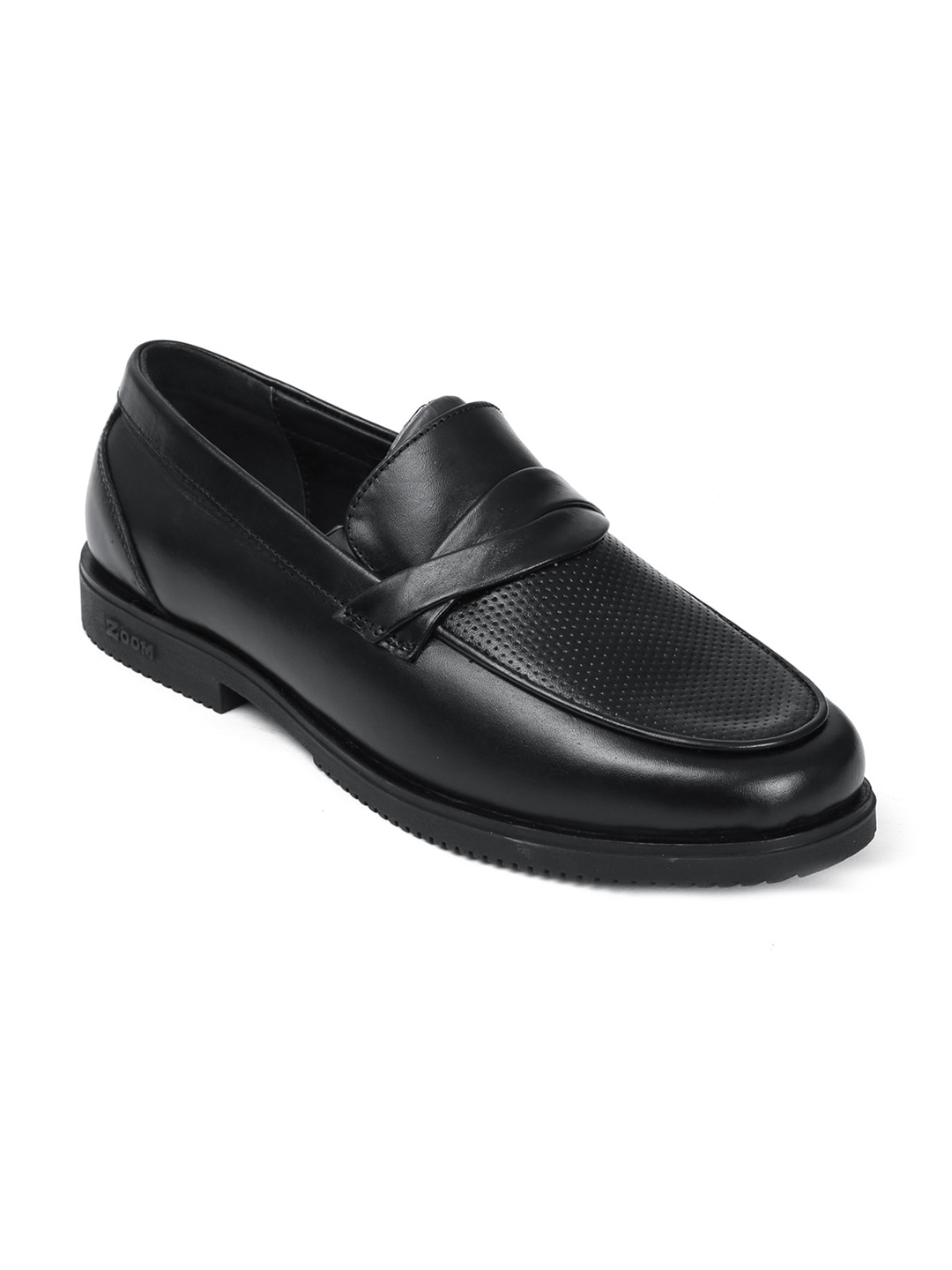 

Zoom Shoes Men Perforations Leather Loafers, Black