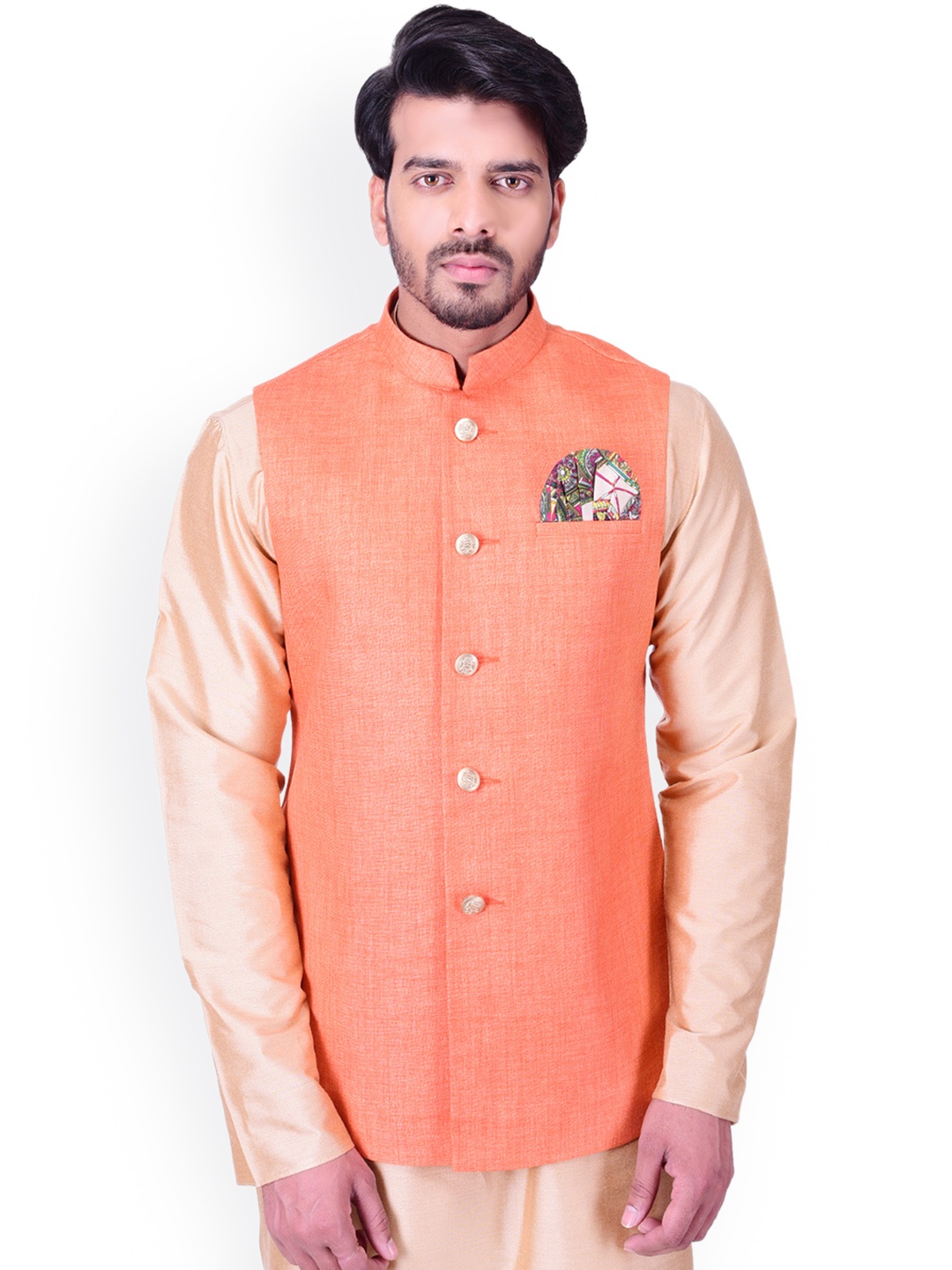 

Manu Orange Nehru Jacket