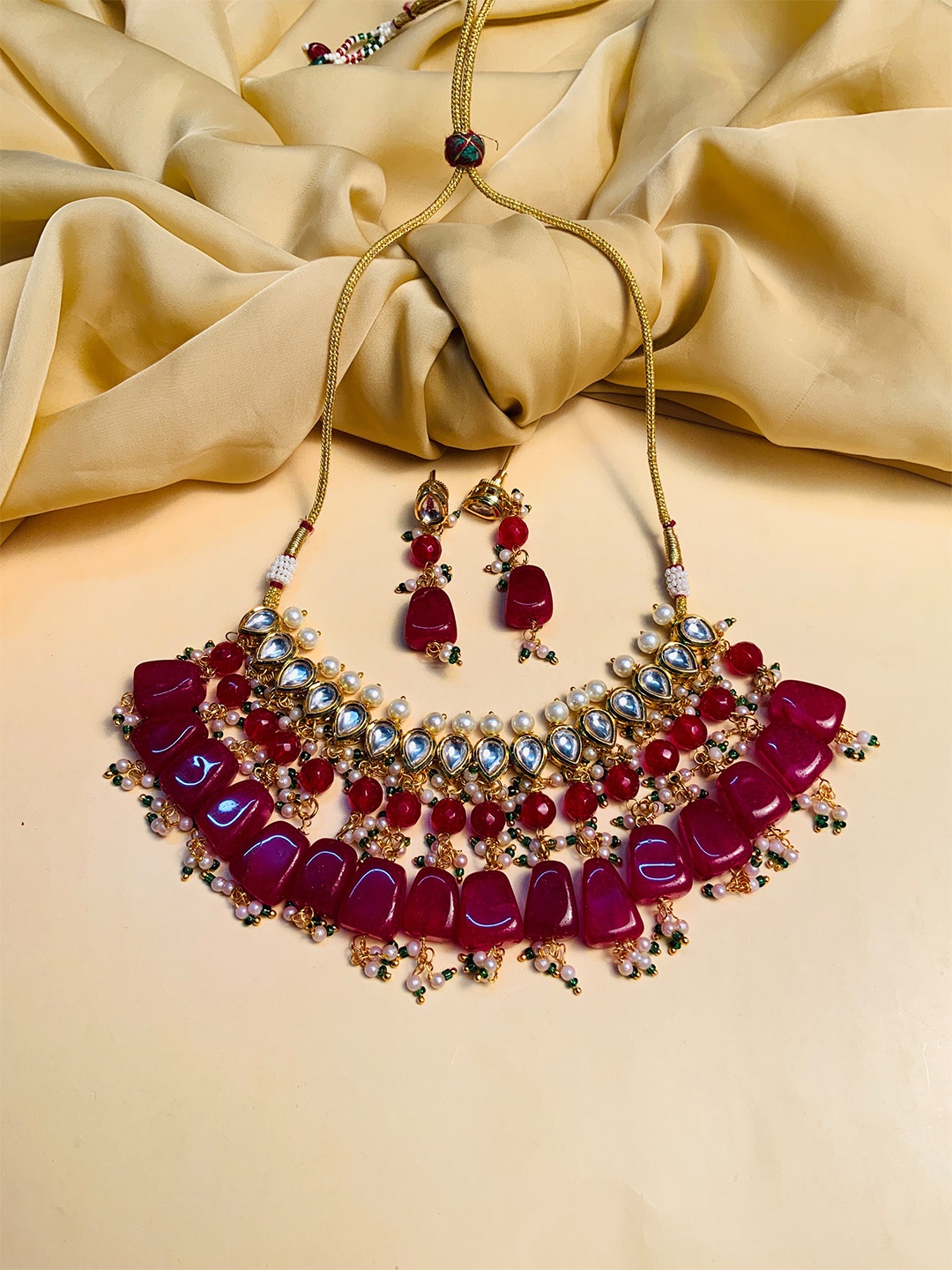 

ABDESIGNS Gold-Plated Kundan Studded Jewellery Set