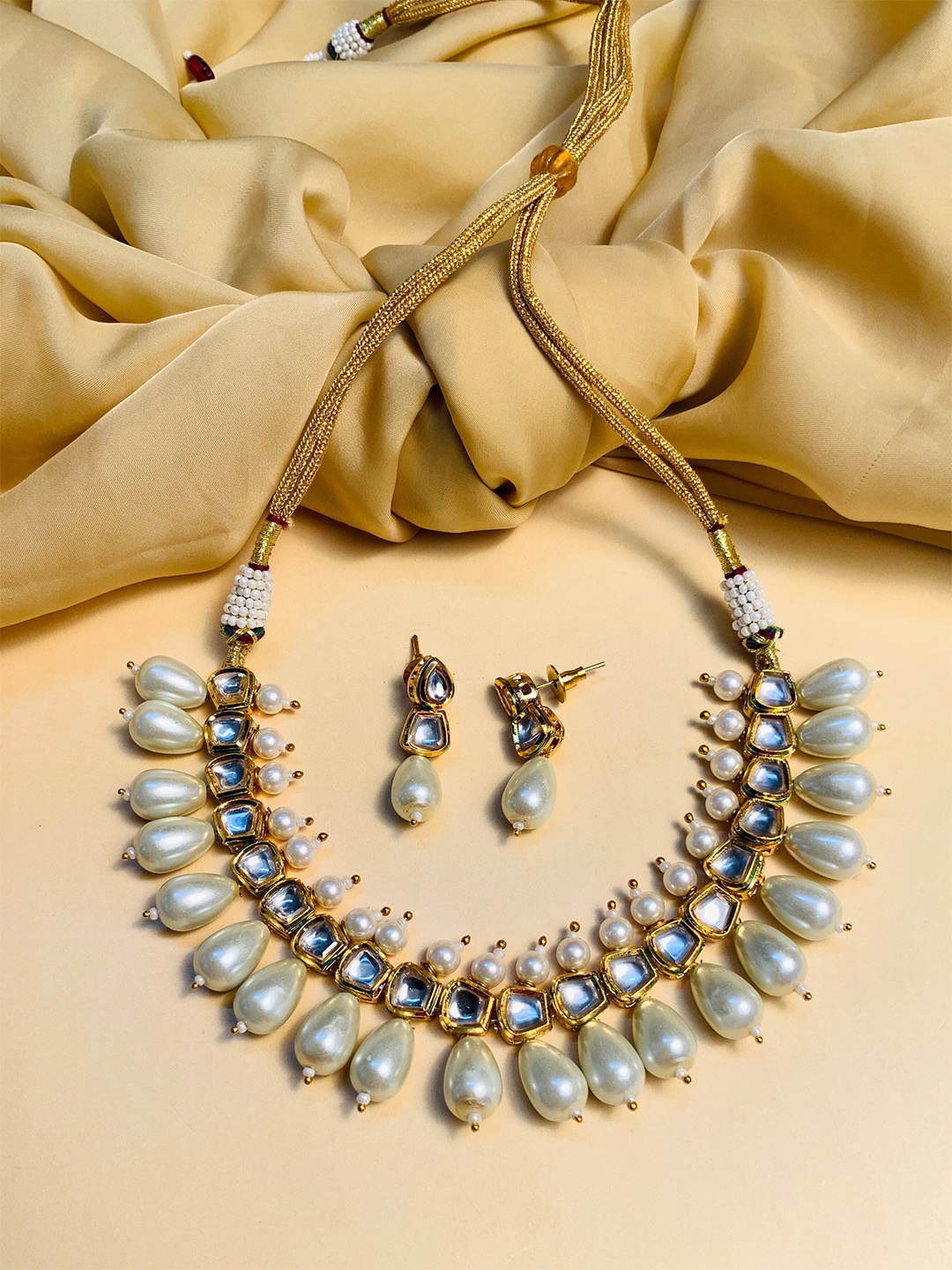 

ABDESIGNS Gold-Plated Stone-Studded Jewellery Set