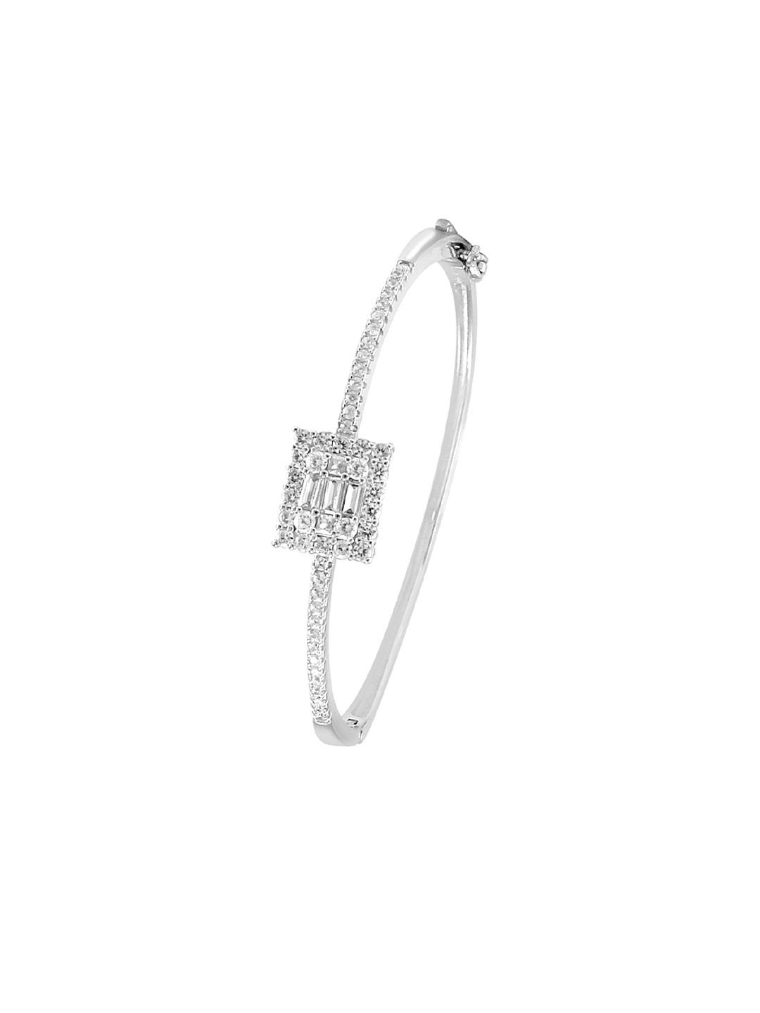 

Taraash 925 Sterling Silver Rhodium-Plated CZ Studded Bangle