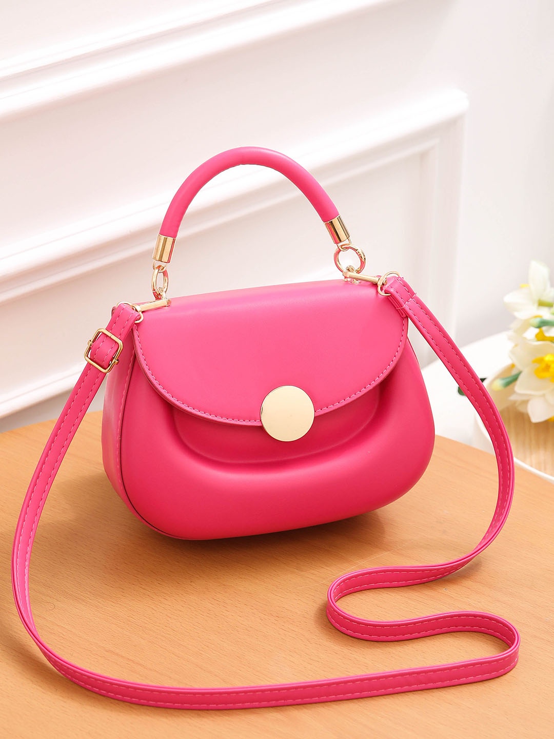 

Diva Dale PU Structured Sling Bag, Pink