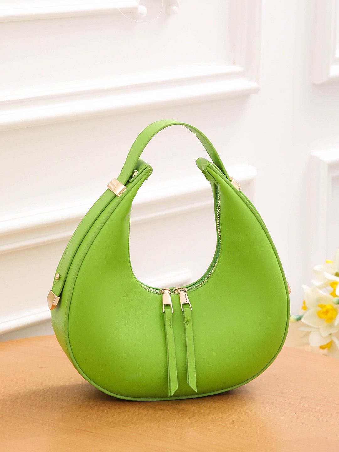 

Diva Dale Green PU Buckle Detail Hobo Bag