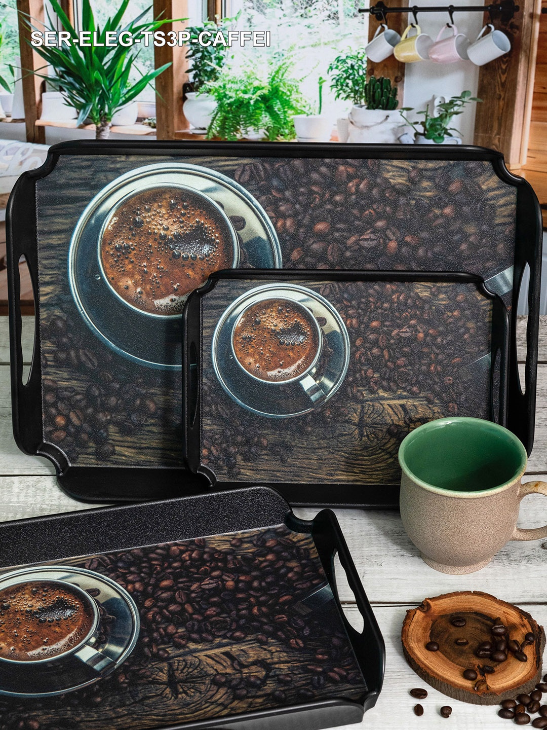 

Servewell 3 Pieces Brown Printed Melamine Serving Trays