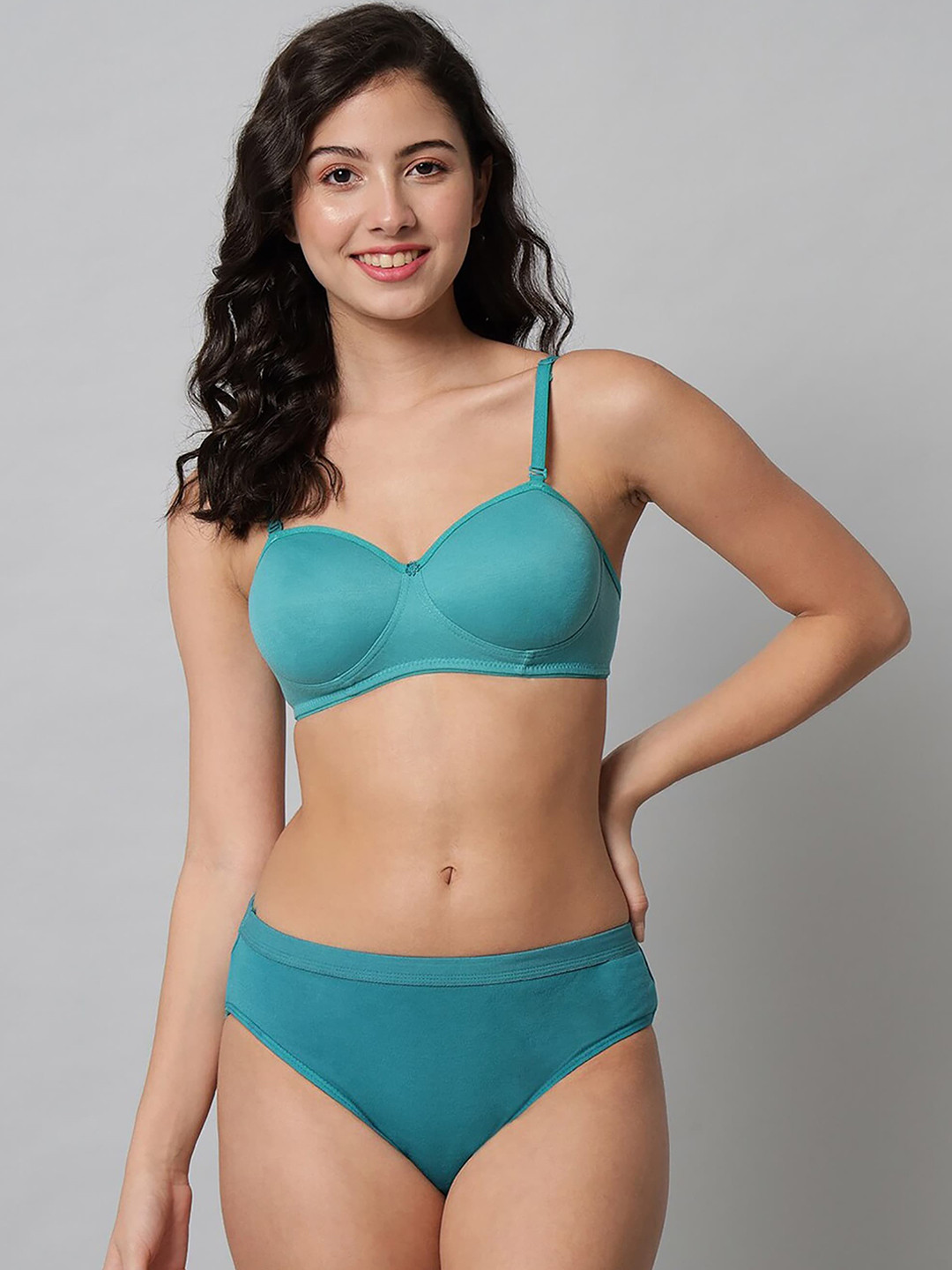 

AROUSY Lightly Padded Lingerie Set R_Demi Set_Blue_30, Turquoise blue