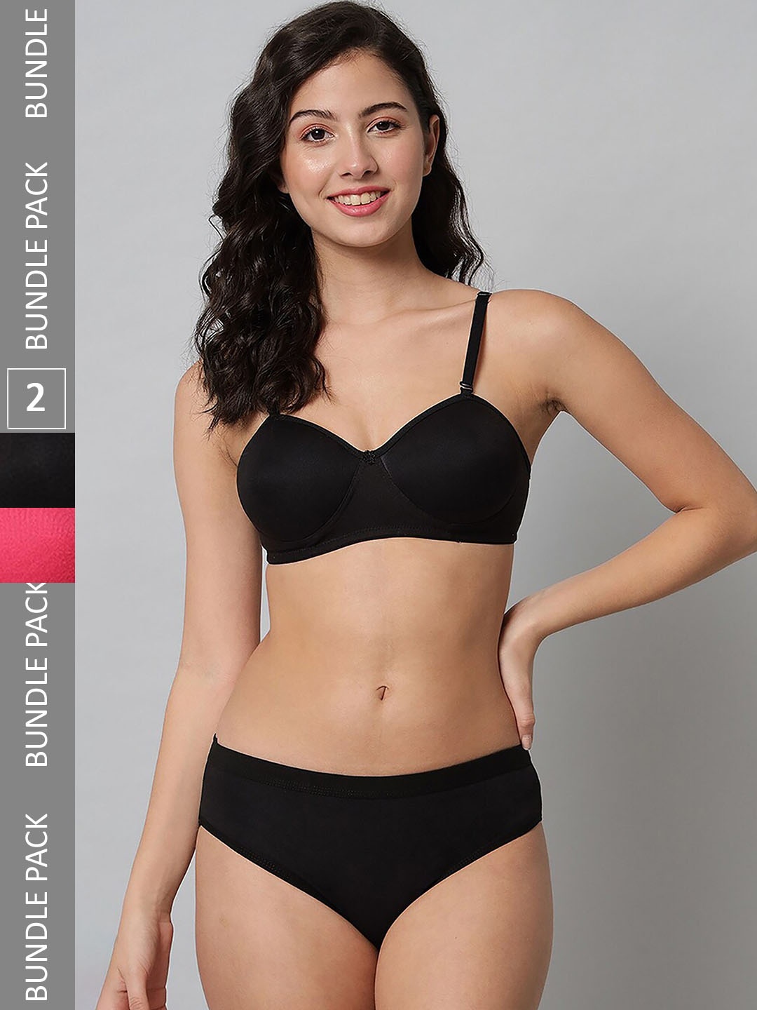 

AROUSY Pack Of 2 Cotton Lingerie Set R_Demi Set_Red,Black_30