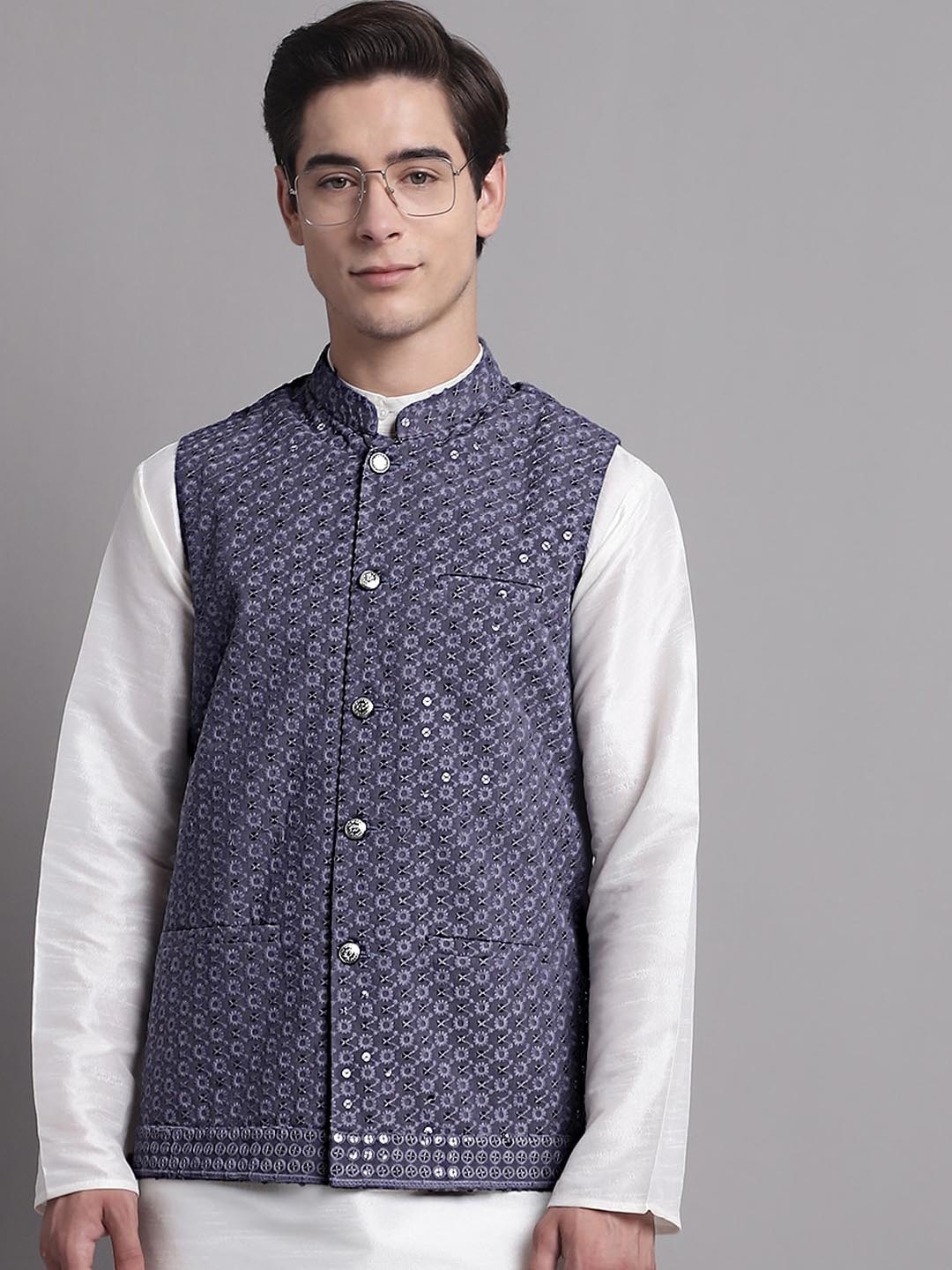 

Jompers Straight Kurta & Churidar With Nehru Jacket, White