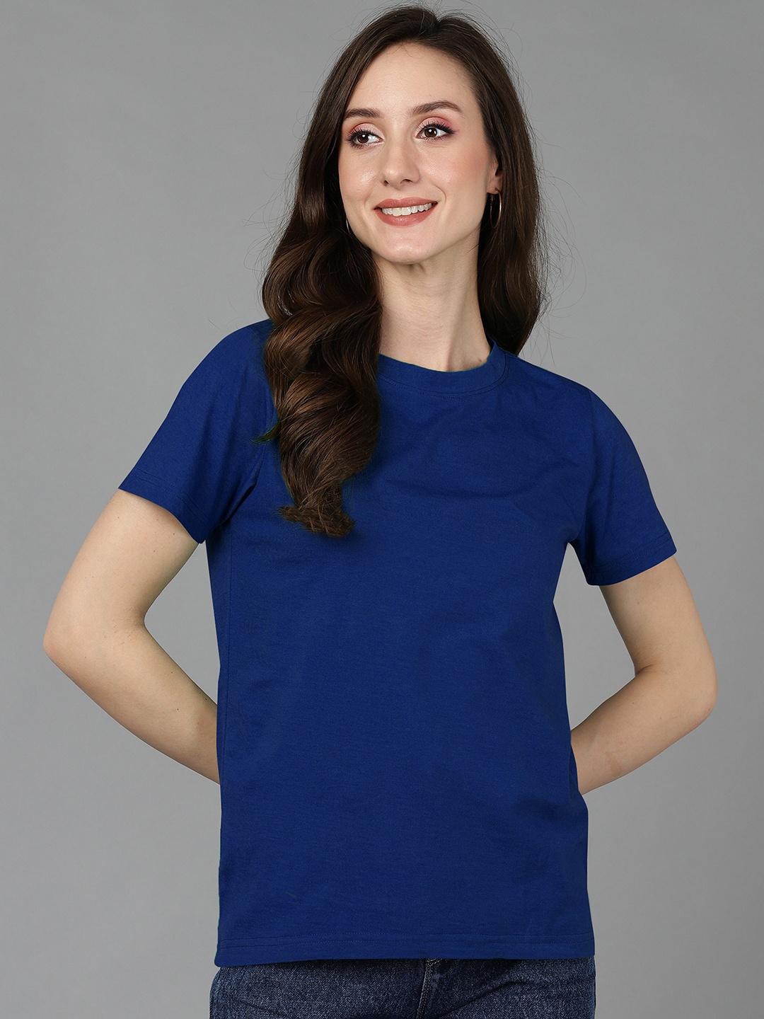 

Adyavastram Women Blue Pockets T-shirt