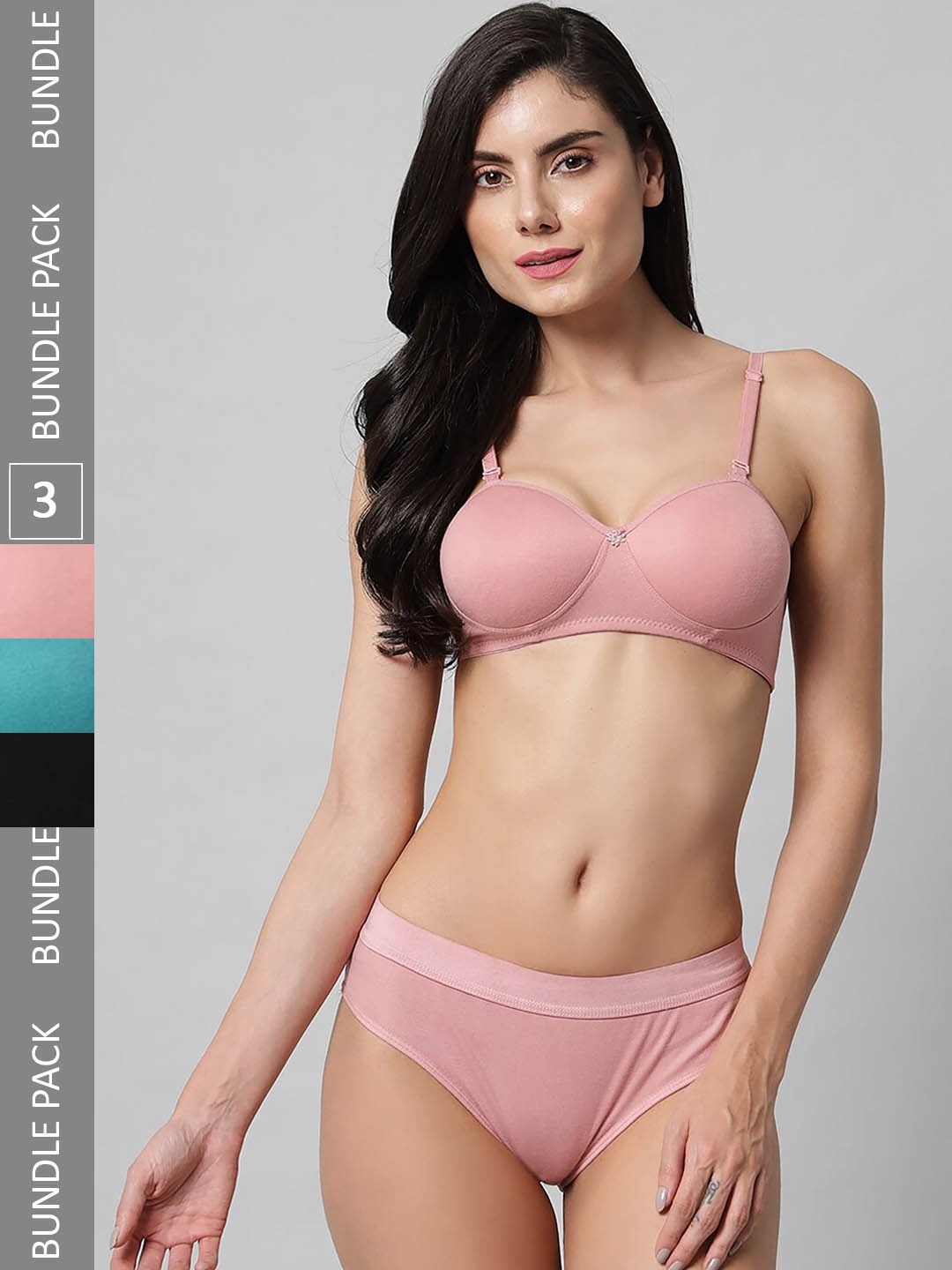 

Aamarsh Pack Of 3 Cotton Lingerie Set AP_R_Demi Set_Black,Blue,Pink_30