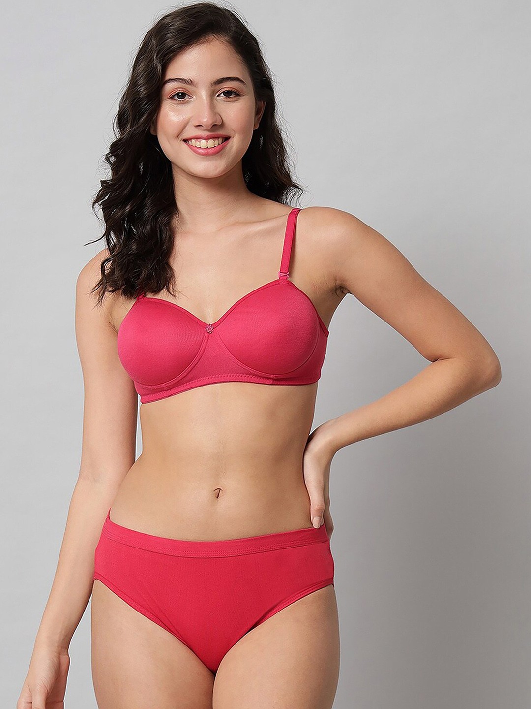 

Aamarsh Woman Lightly Padded Cotton lingerie Set, Black