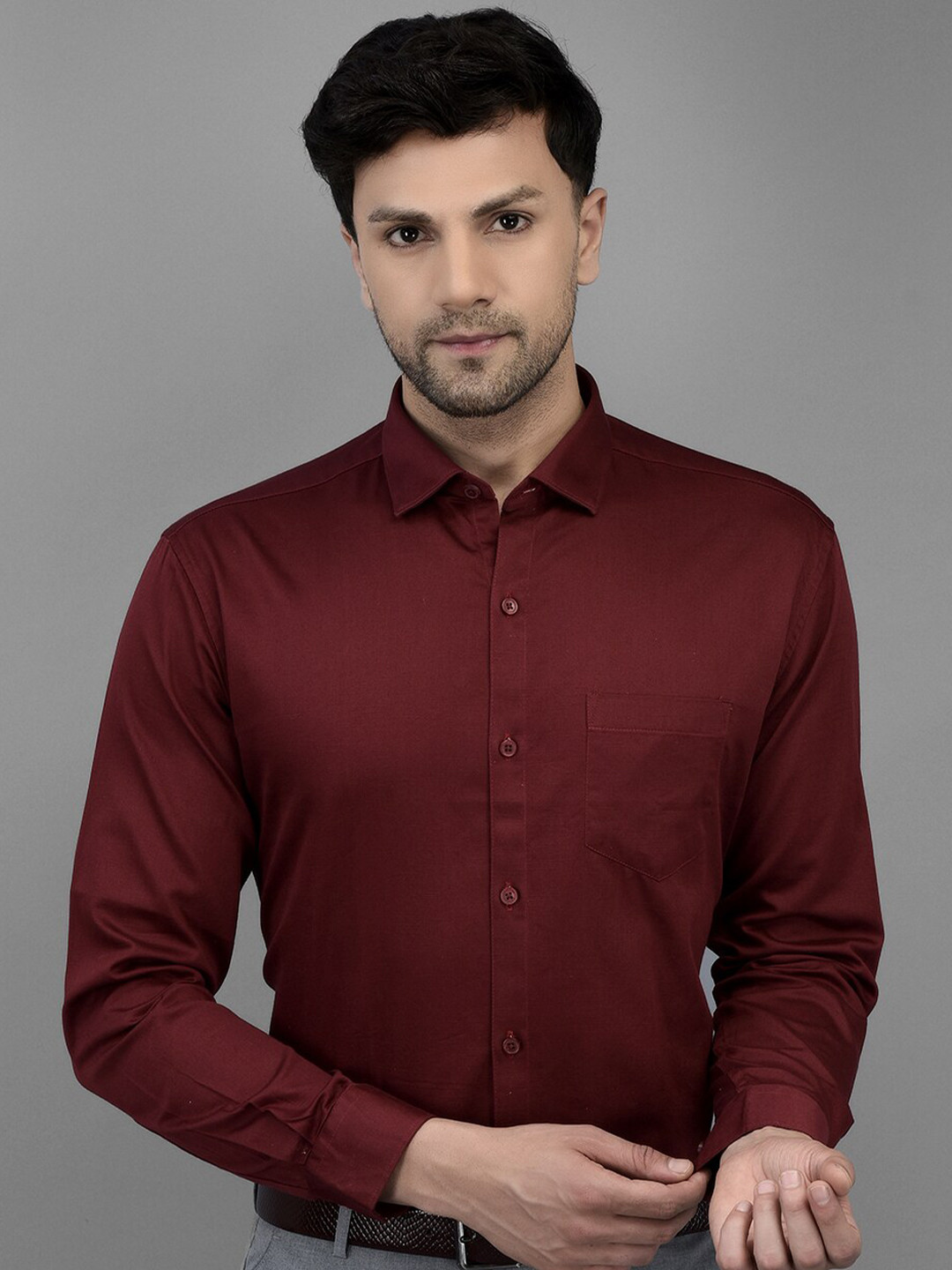 

Canary London Smart Opaque Formal Satin Shirt, Maroon