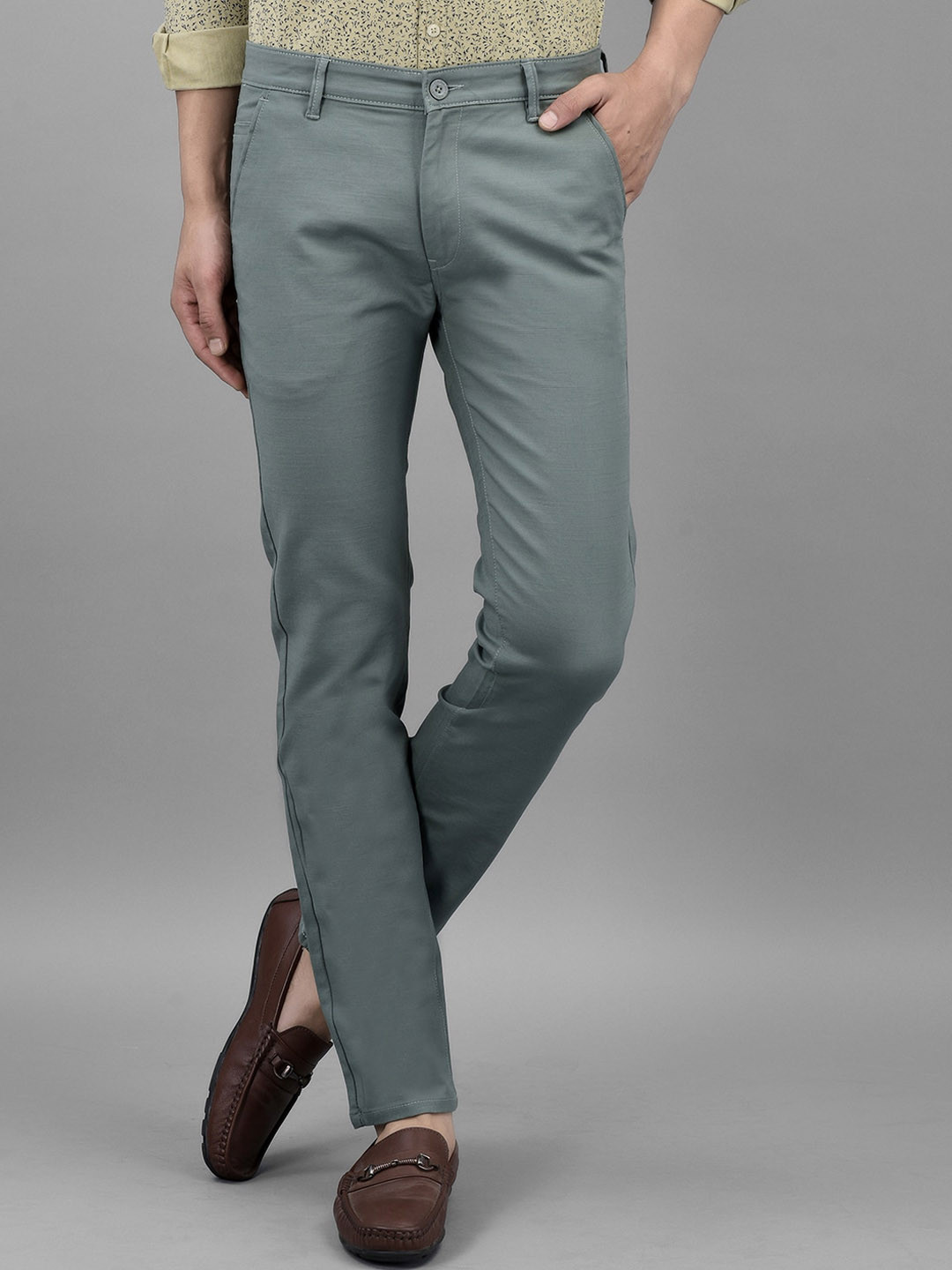

Canary London Men Smart Slim Fit Wrinkle Free Trousers, Green