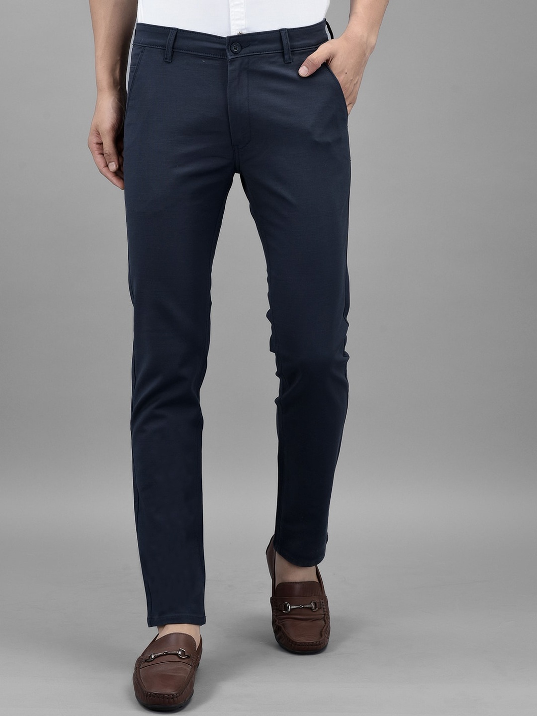 

Canary London Men Smart Slim Fit Wrinkle Free Trousers, Navy blue
