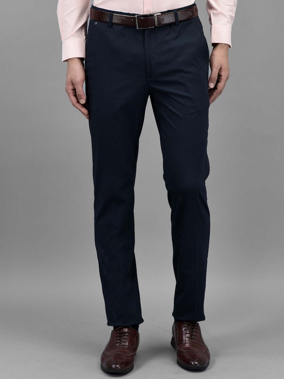

Canary London Men Smart Slim Fit Wrinkle Free Trousers, Navy blue