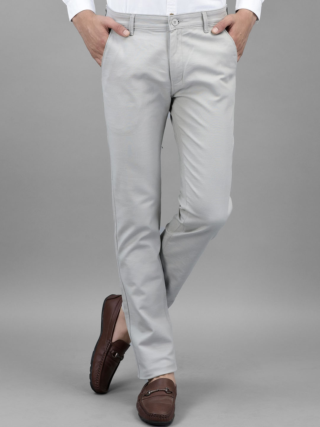 

Canary London Men Smart Slim Fit Wrinkle Free Chinos Trousers, Grey