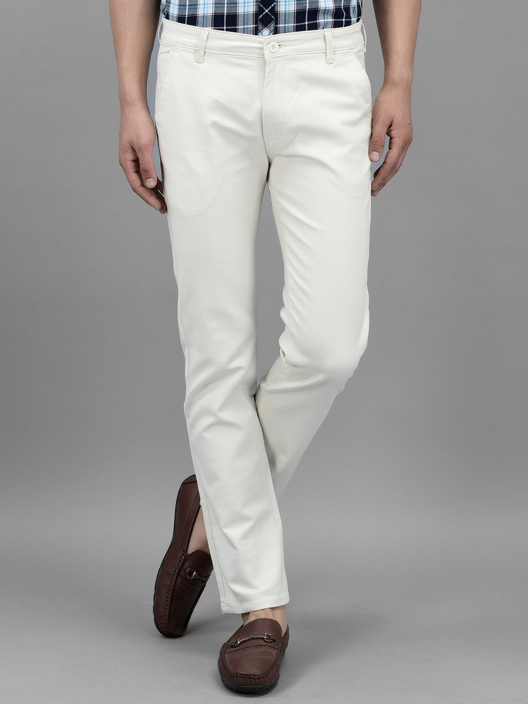 

Canary London Men Smart Slim Fit Wrinkle Free Trousers, Beige
