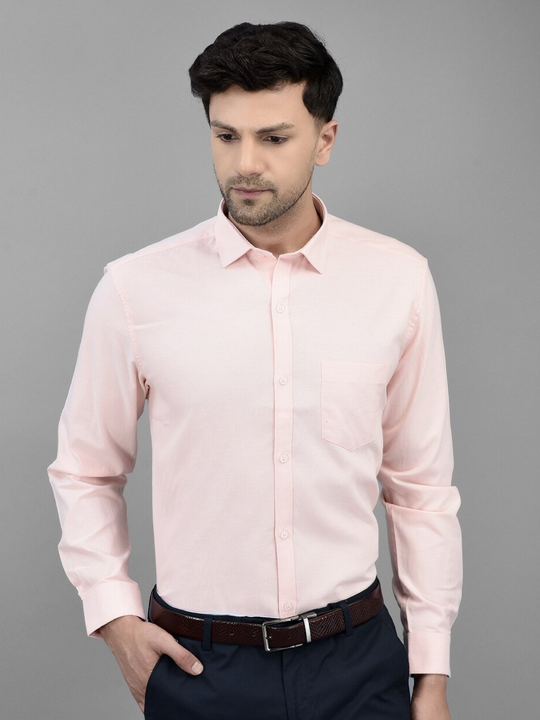 

Canary London Smart Spread Collar Cotton Formal Shirt, Peach