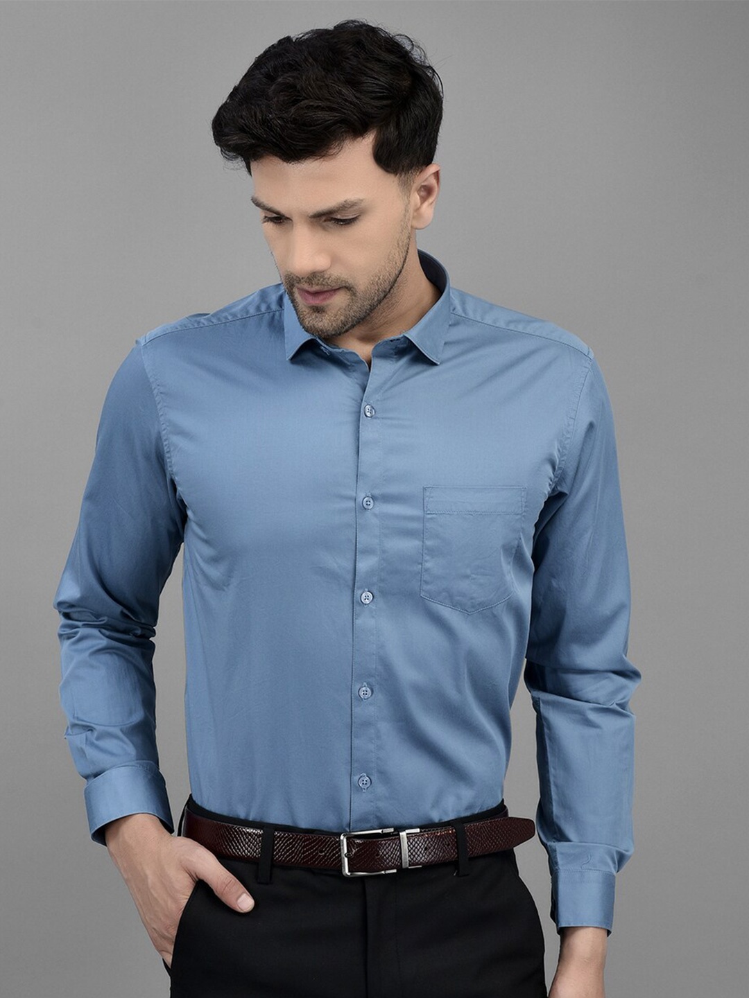 

Canary London Smart Slim Fit Satin Formal Shirt, Blue