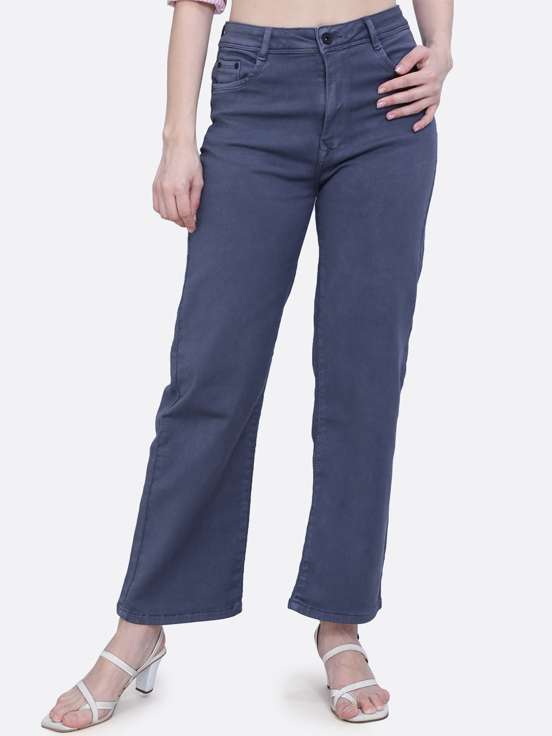 

FCK-3 Women Bootilicious Wide Leg High-Rise Stretchable Jeans, Grey
