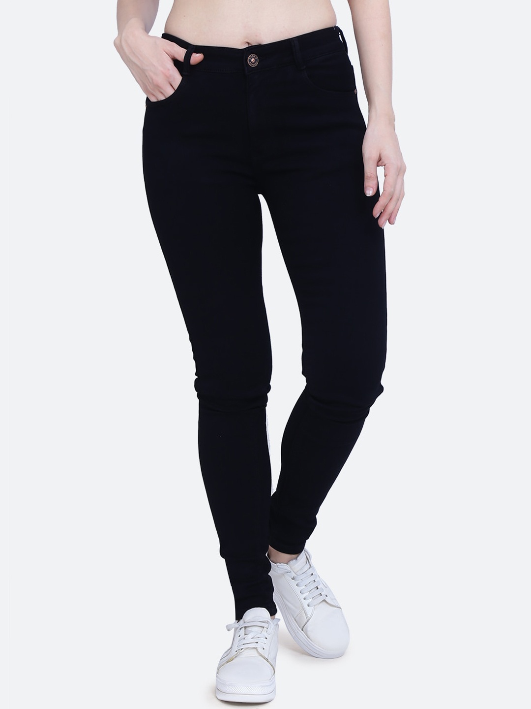 

FCK-3 Women Comfort High-Rise Stretchable Jeans, Black