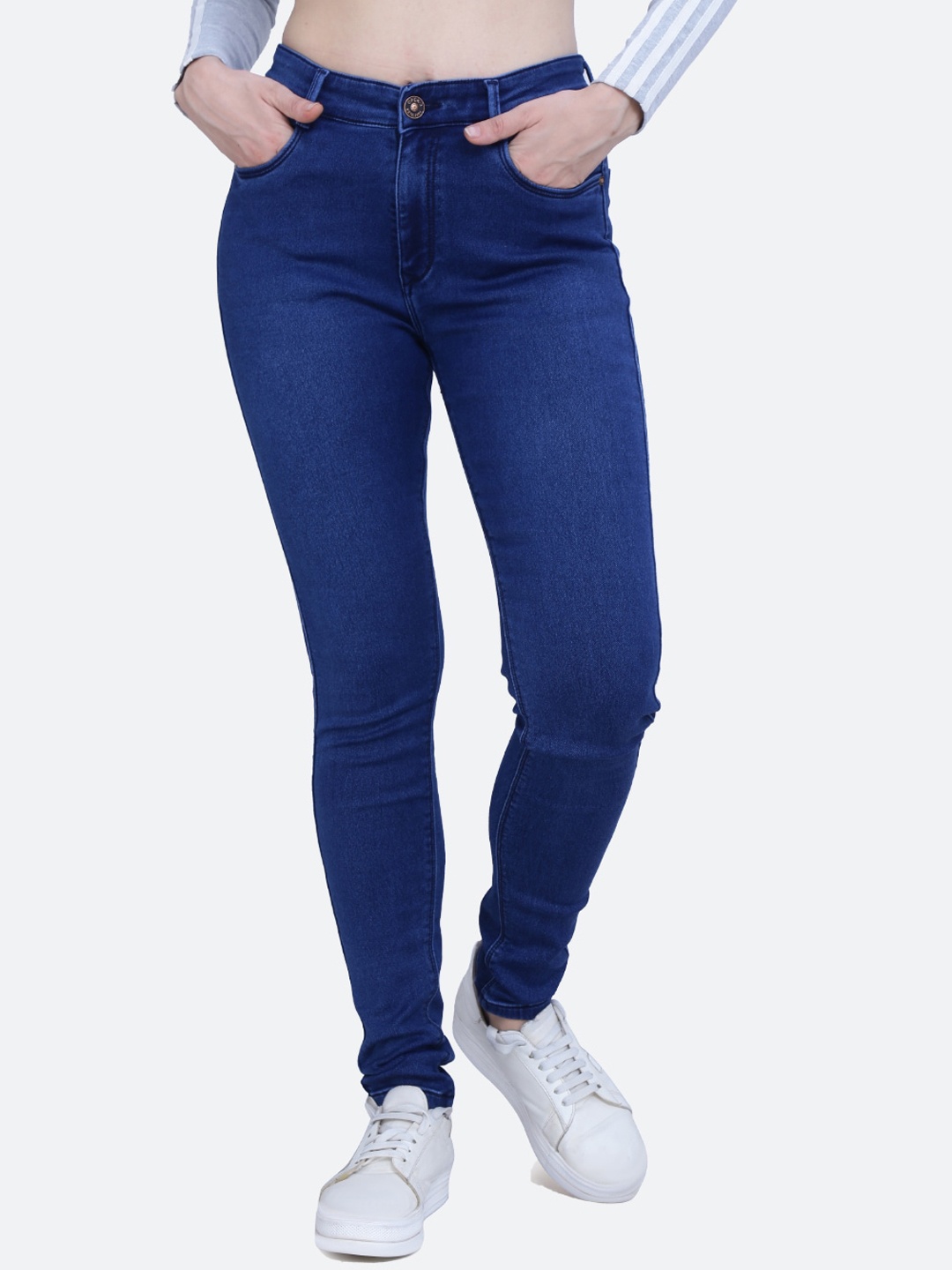

FCK-3 Women Comfort High-Rise Clean Look Retro Denims Stretchable Jeans, Blue
