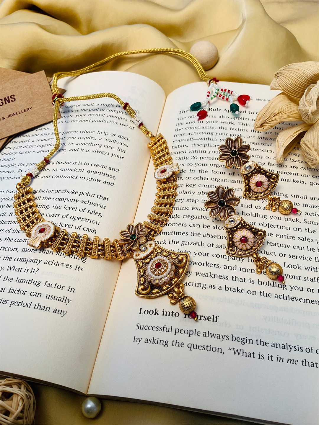 

ABDESIGNS Gold- Plated Meenakari Antique Matt Finish Jewellery Set