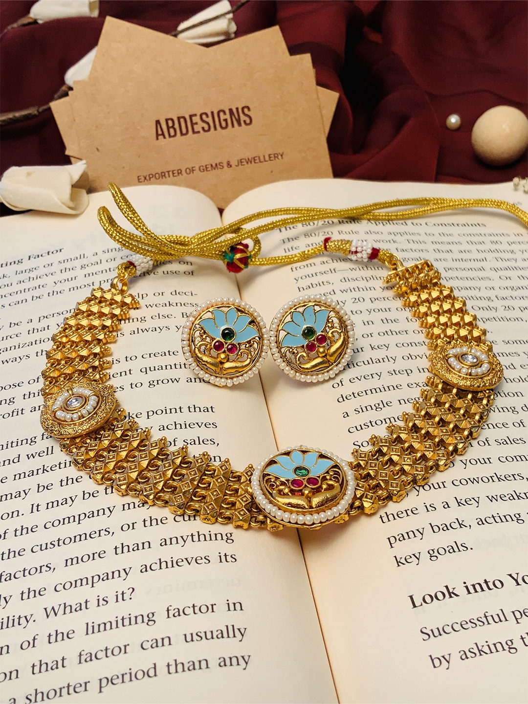 

ABDESIGNS Gold-Plated Beaded Antique Jewellery Set