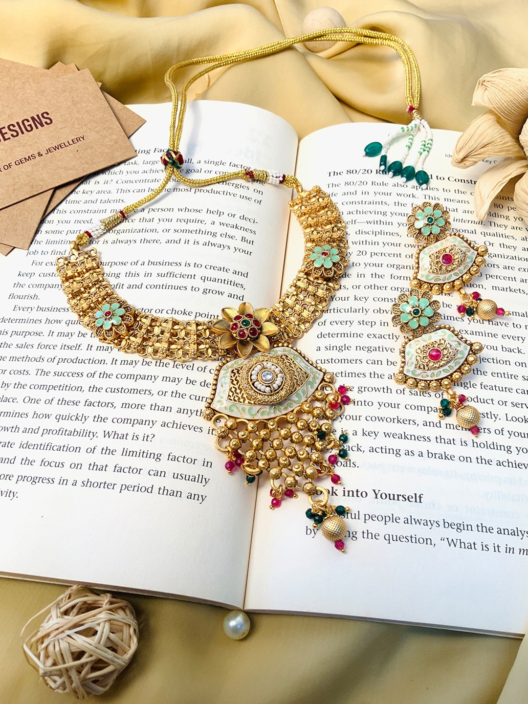 

ABDESIGNS Gold-Plated Meenakari Antique Matt Finish Necklace And Earrings