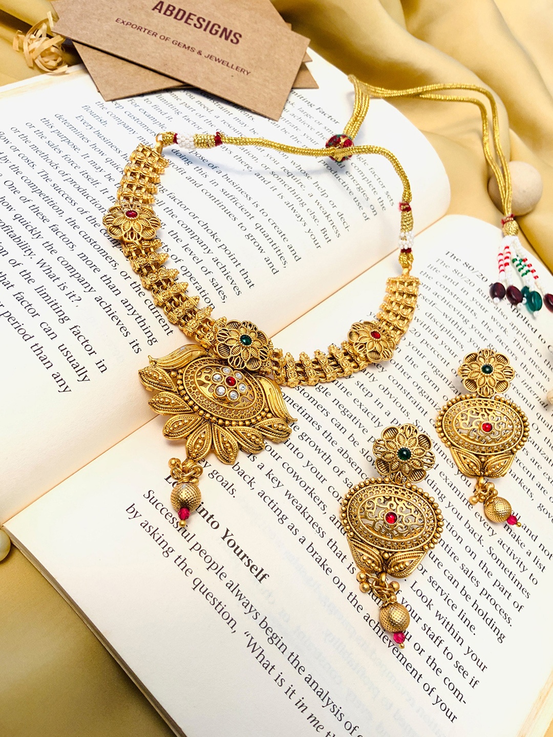 

ABDESIGNS Gold-Plated Antique Matt Finish Jewellery Set