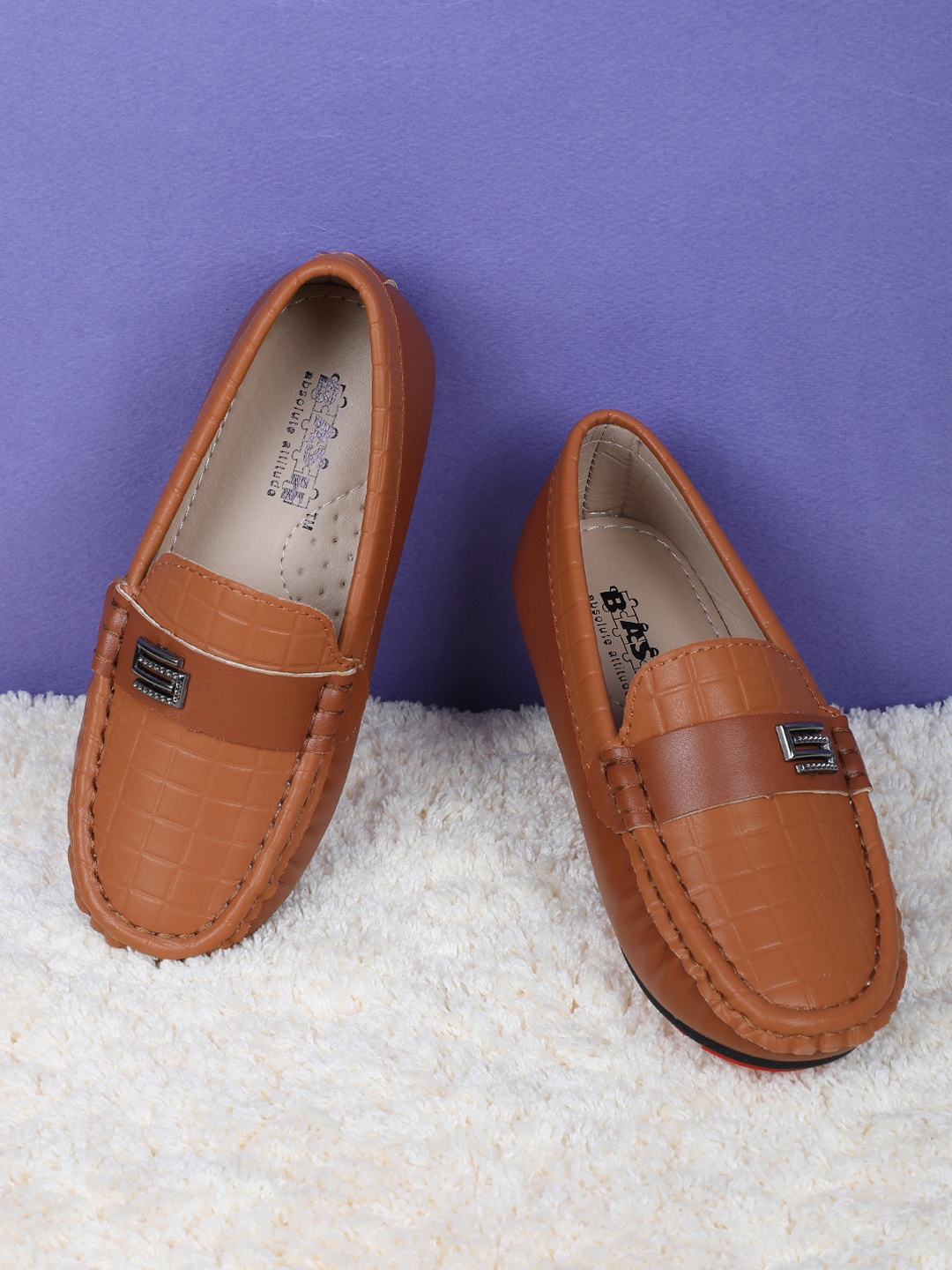 

Baby Moo Boys Embellished Textured Comfort Insole Horsebit Loafers, Tan