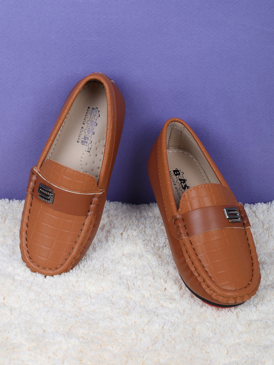 

Baby Moo Boys Textured Penny Loafers, Tan