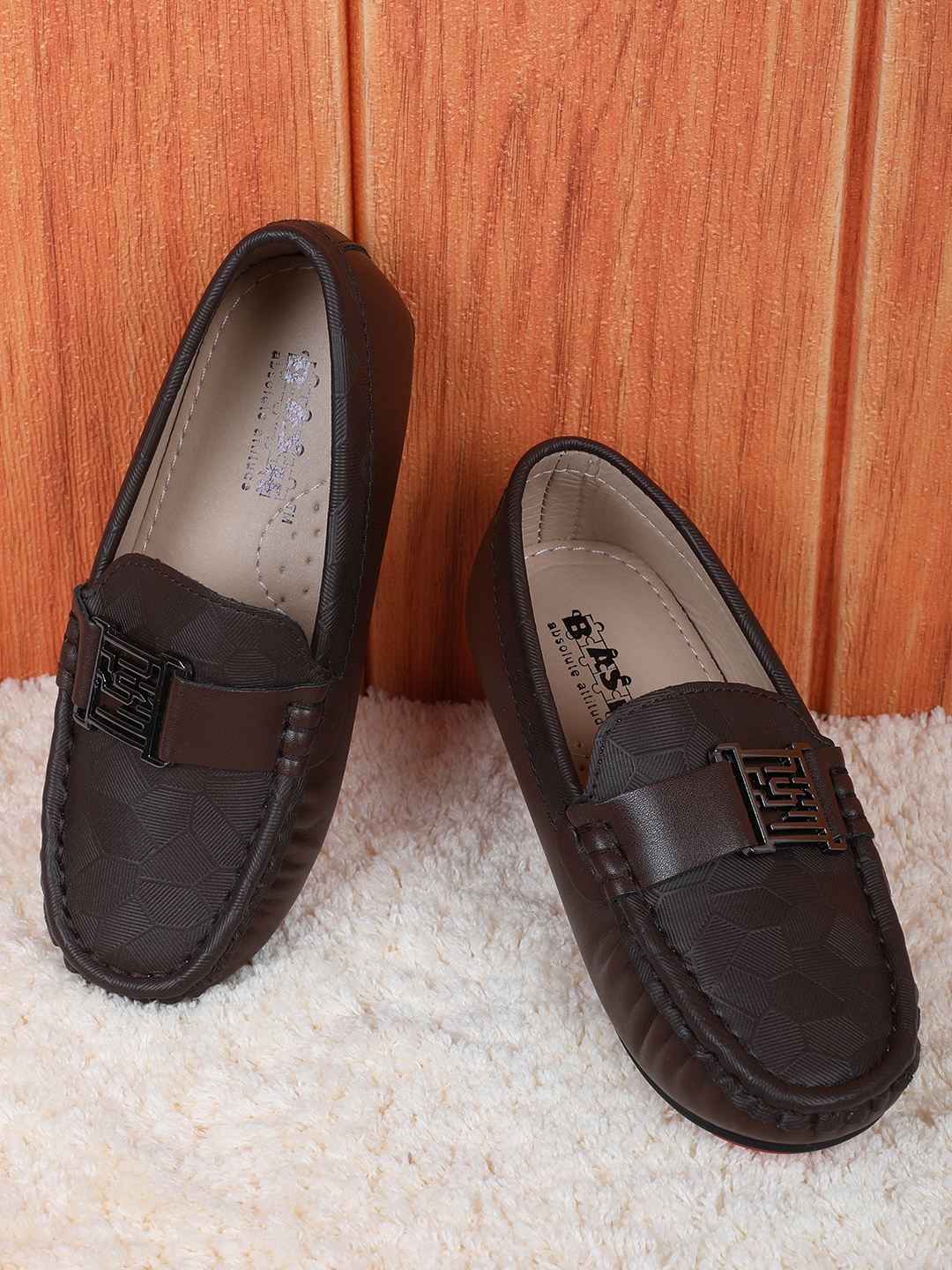

Baby Moo Boys Embellished Textured Comfort Insole Horsebit Loafers, Brown