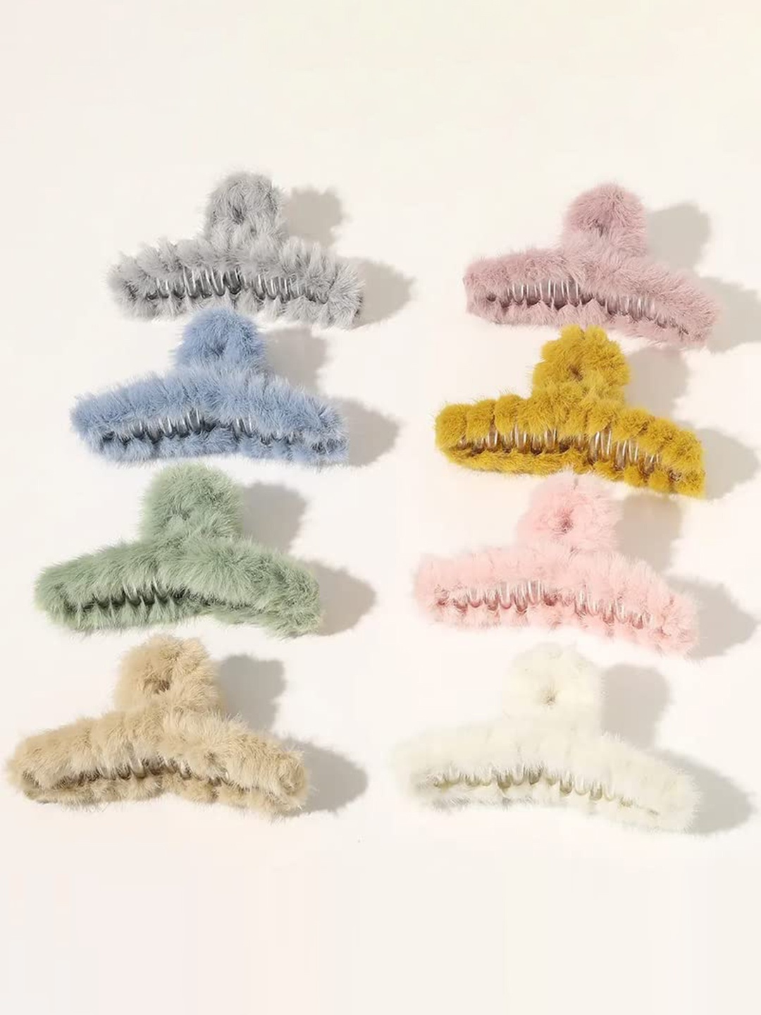 

CHRONEX Set of 8 Faux Fur Claw Clip, Pink