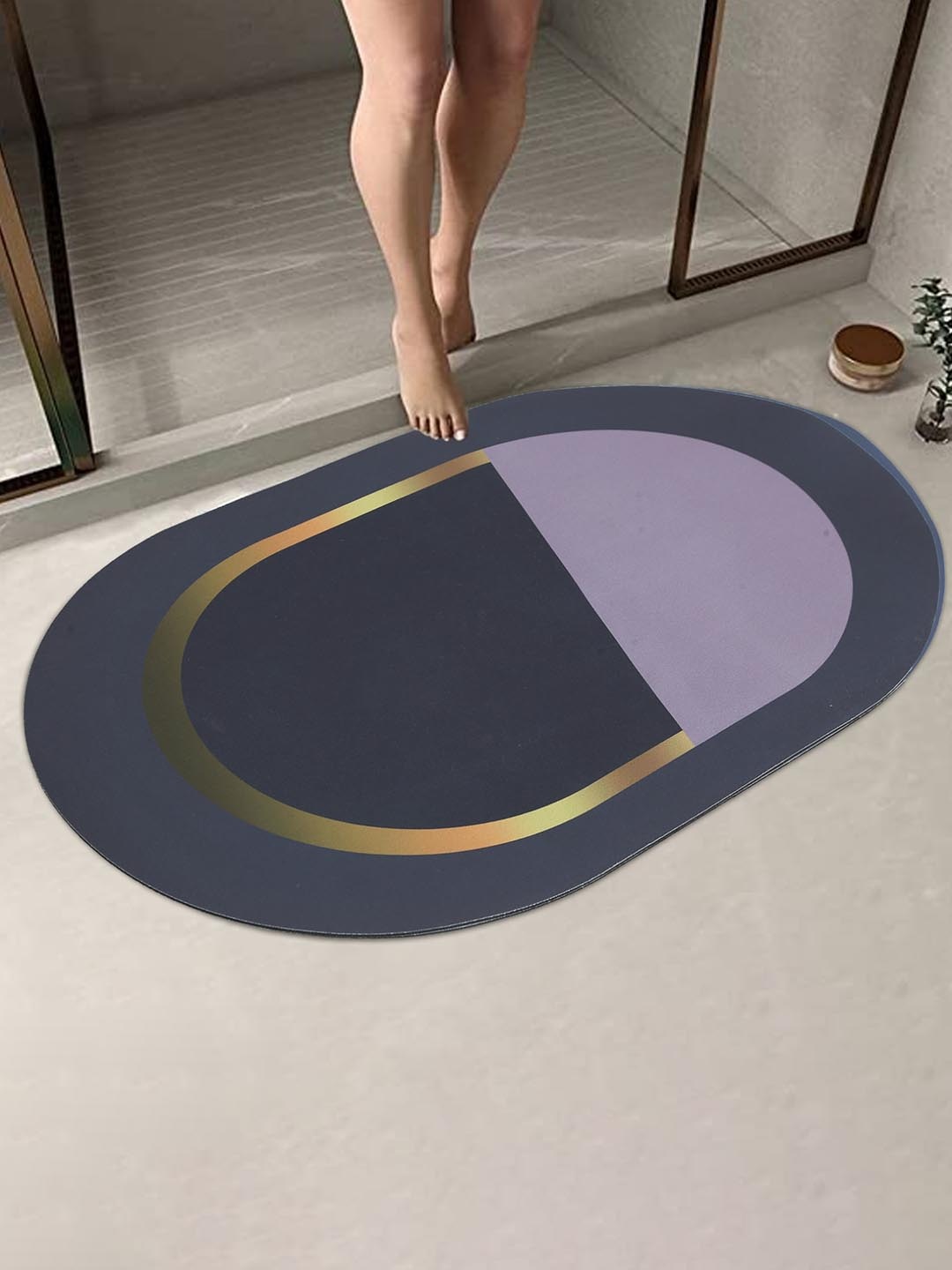 

CURIOUS LIFESTYLE Purple & Blue Colorblocked Anti Slip Doormat