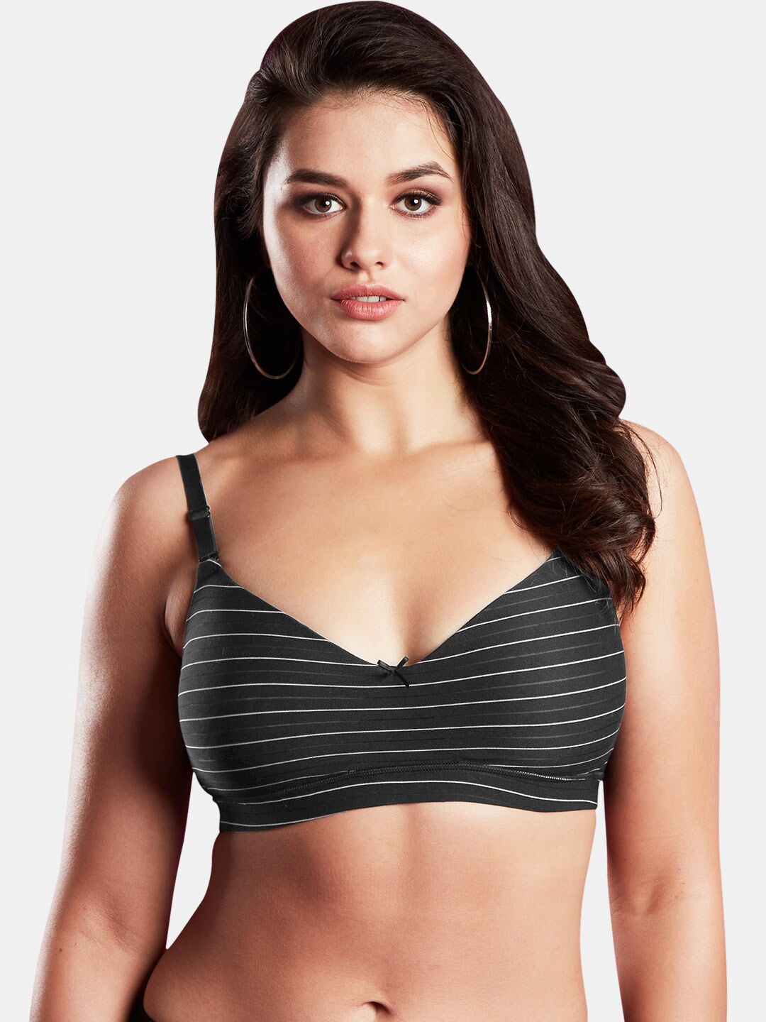 

Dazzle Striped All Day Comfort Medium Coverage Lightly Padded Seamless T-shirt Bra, Grey