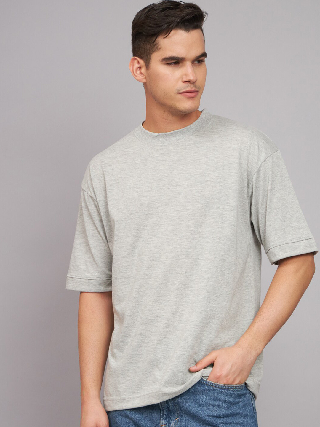 

Imsa Moda Drop-Shoulder Sleeves T-shirt, Grey