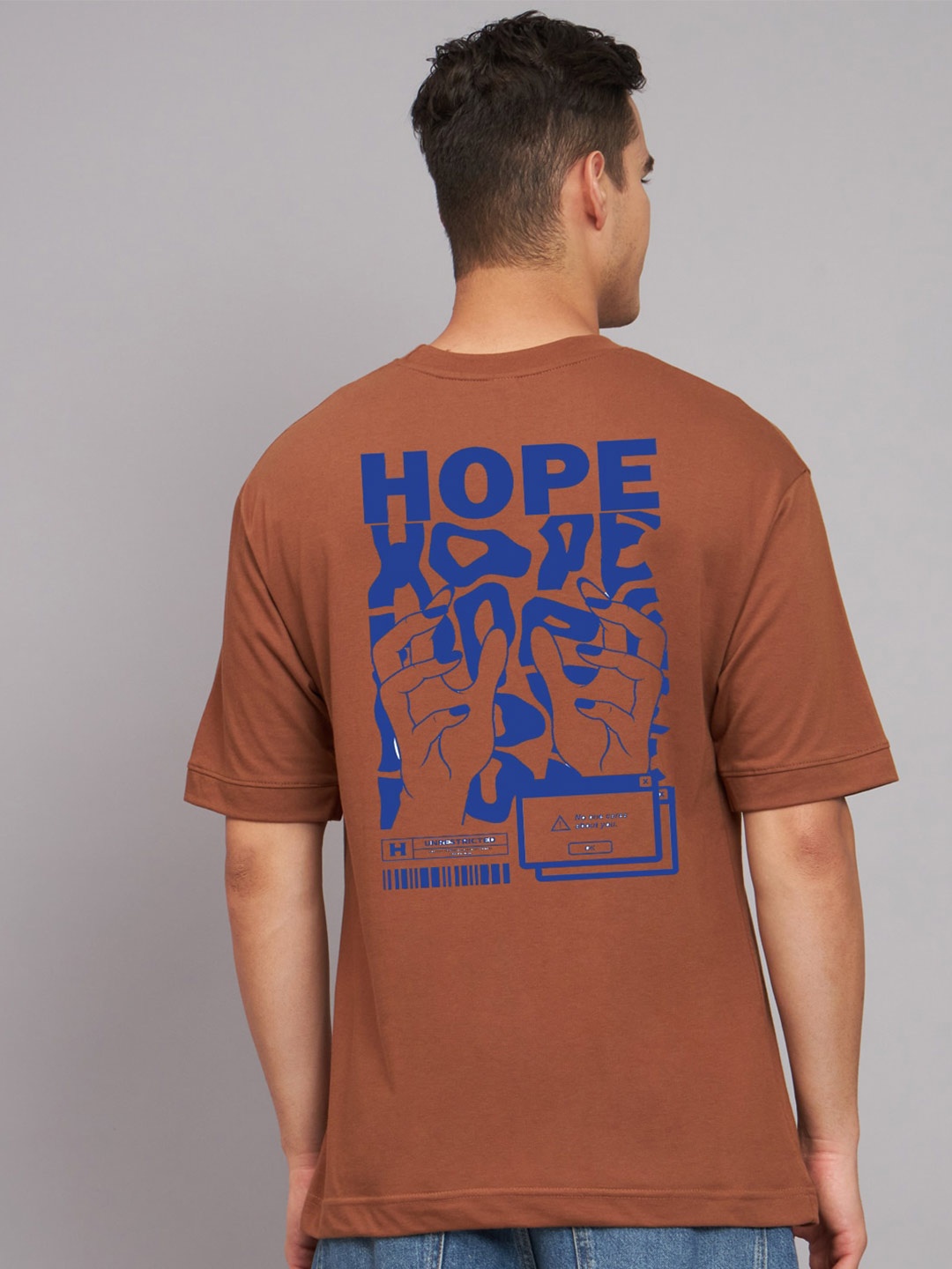 

Imsa Moda Typography Printed Oversized Cotton T-shirt, Brown