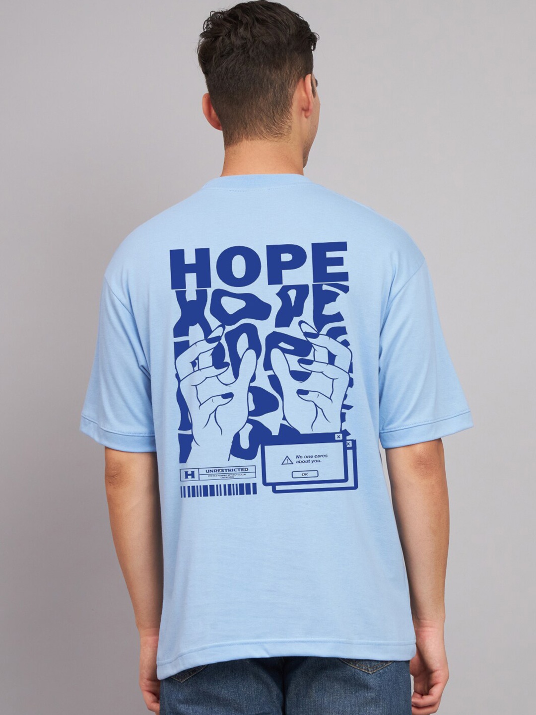 

Imsa Moda Typography Printed Oversized Cotton T-shirt, Blue