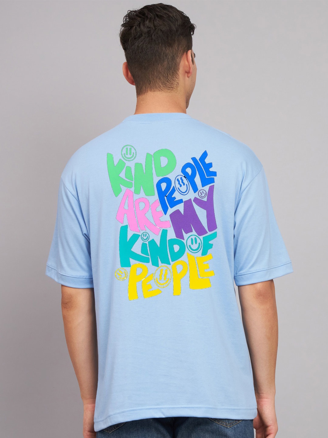 

Imsa Moda Typography Printed Longline Cotton T-shirt, Blue