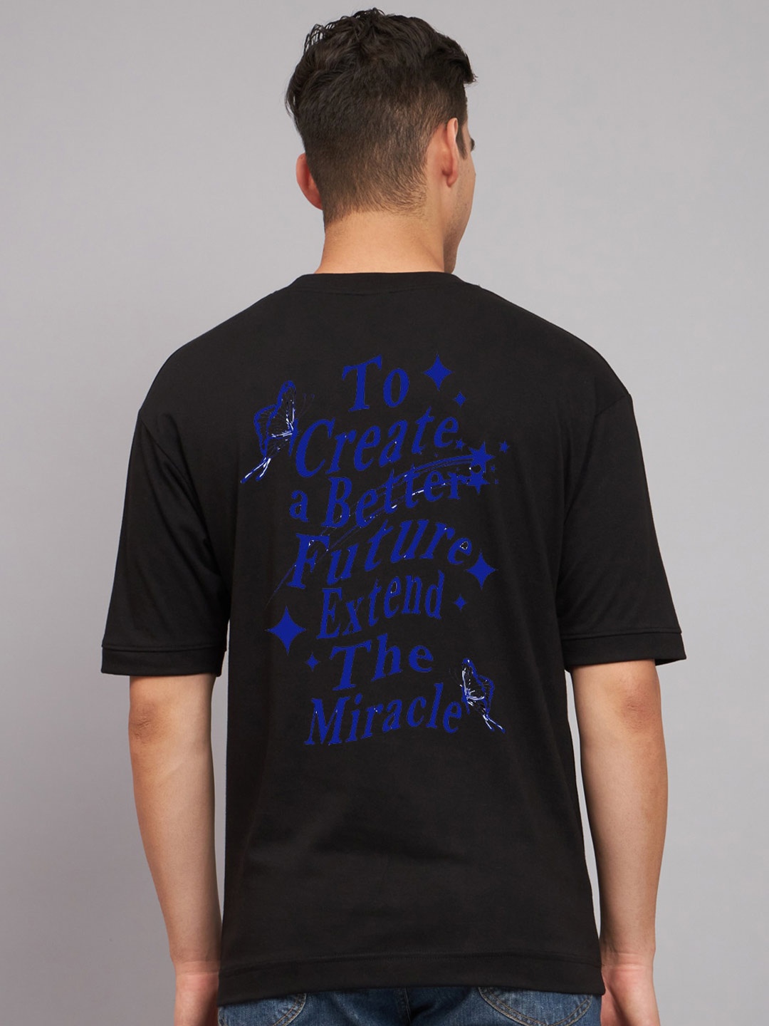 Imsa Moda Typography Printed Oversized T-shirt, Black