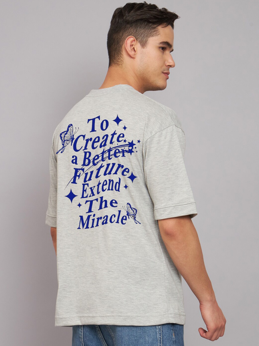 

Imsa Moda Typography Printed Oversized T-shirt, Grey
