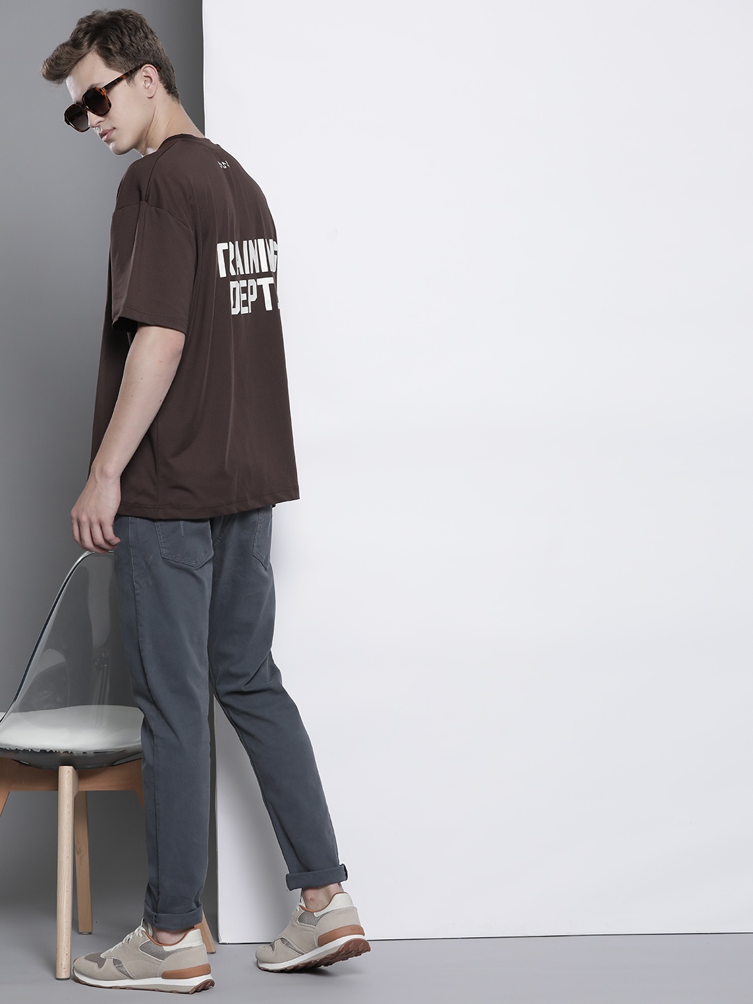 boohooMAN Typography Printed Oversized T-shirt, Brown