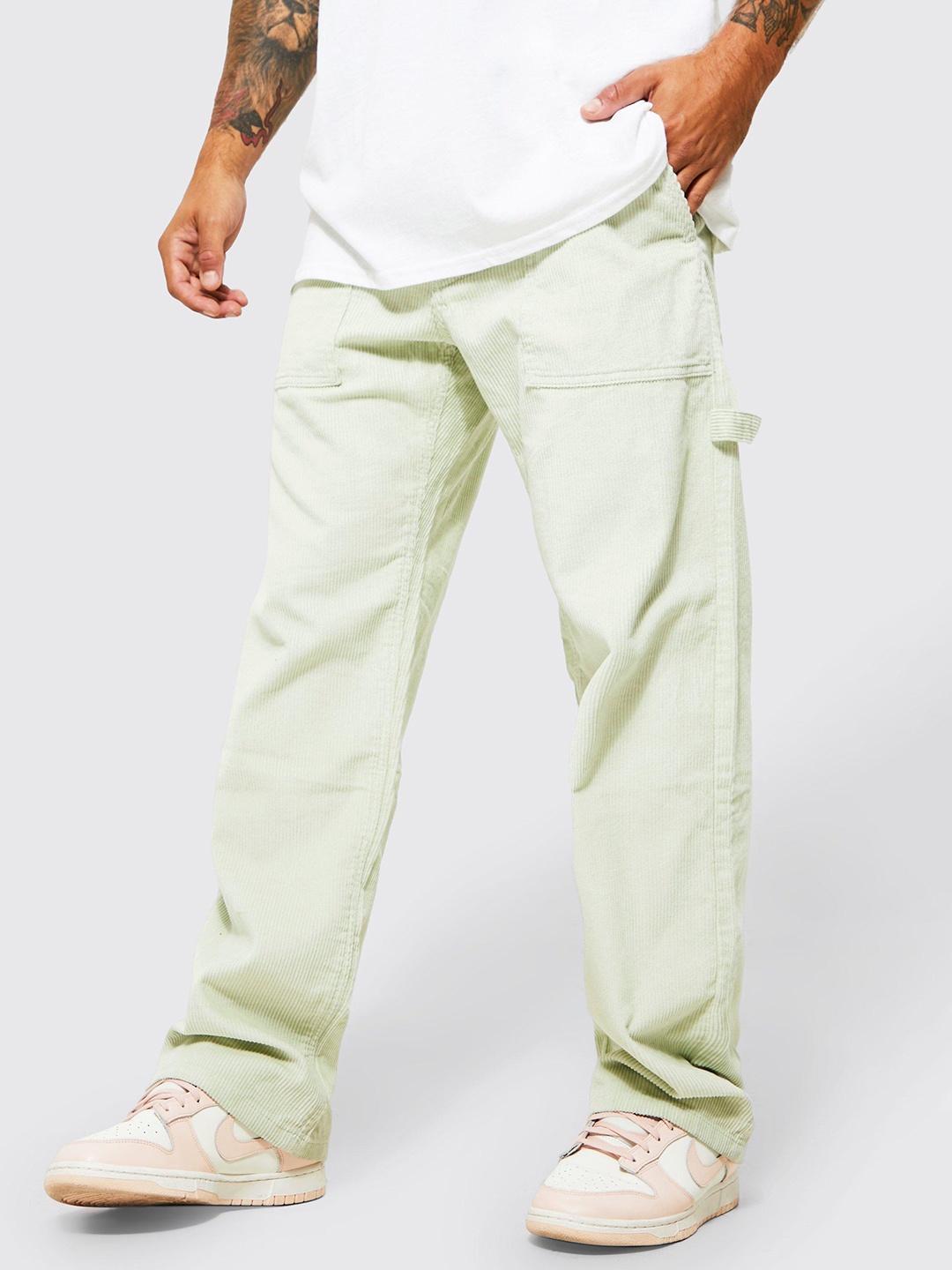 

boohooMAN Men Green Trousers