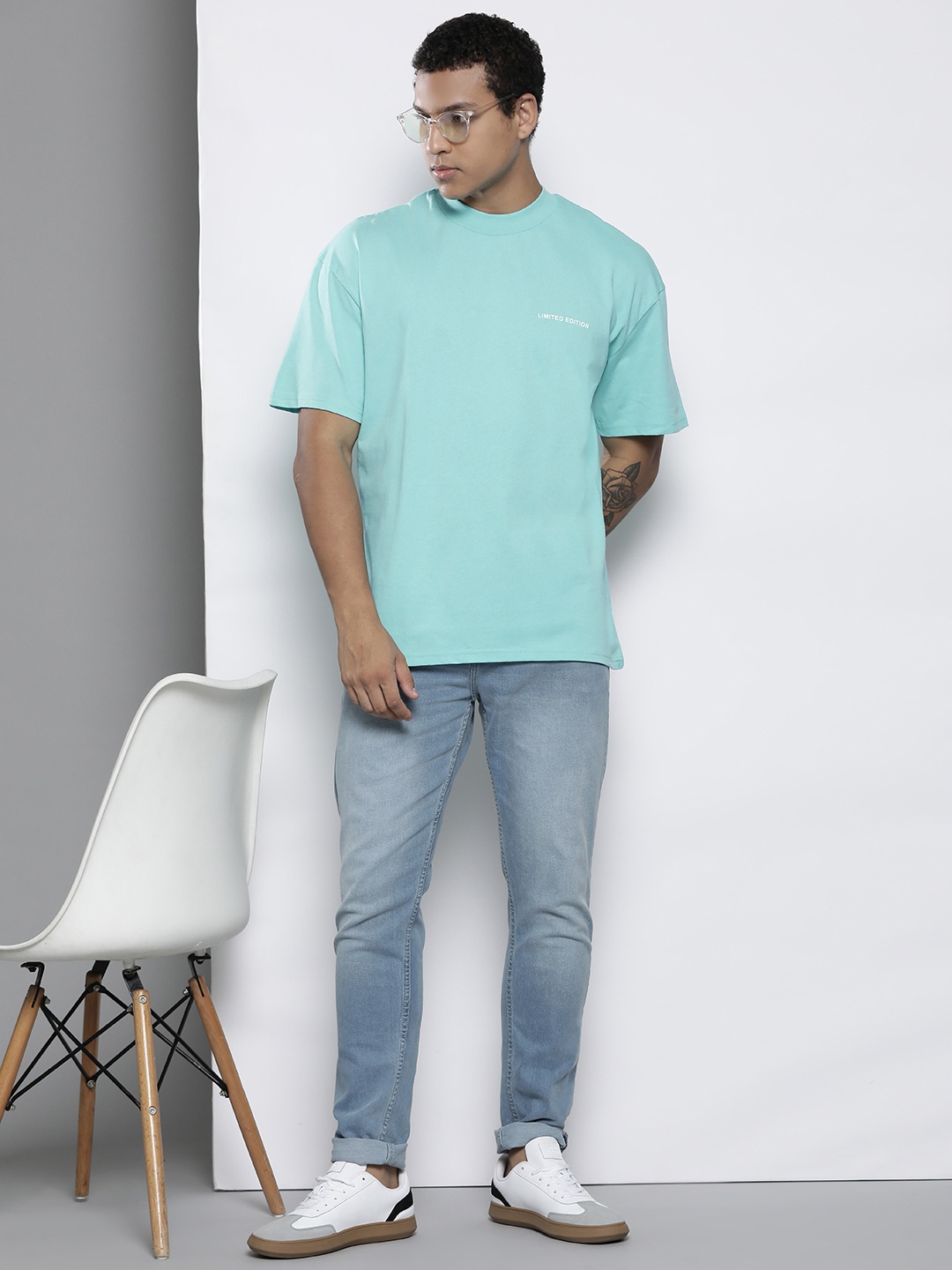 

boohooMAN Drop-Shoulder Oversized T-shirt, Blue