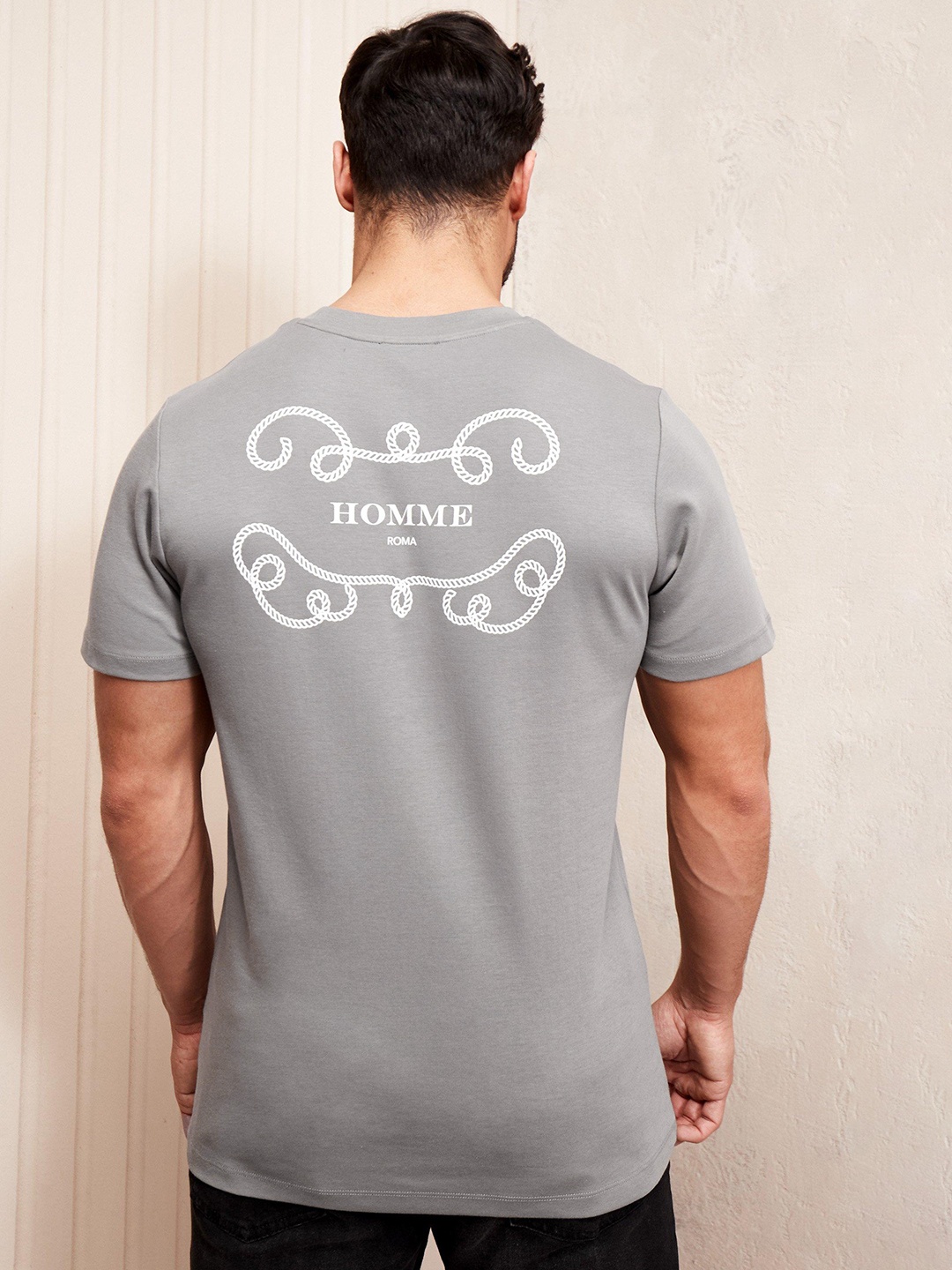 

boohooMAN Printed Pure Cotton Slim Fit T-shirt, Grey